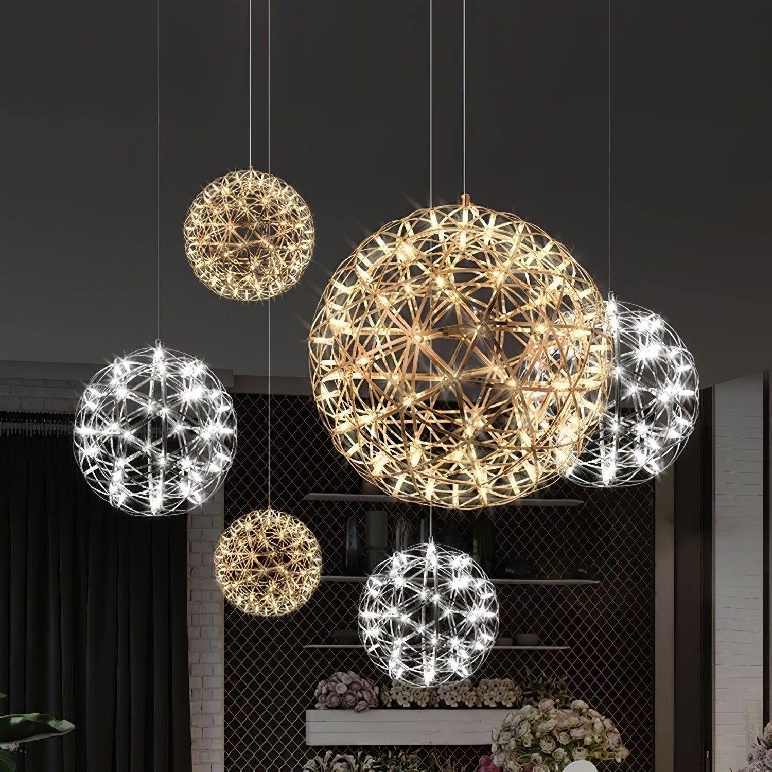 Gold Spark Ball Pendant Light - Blowlighting