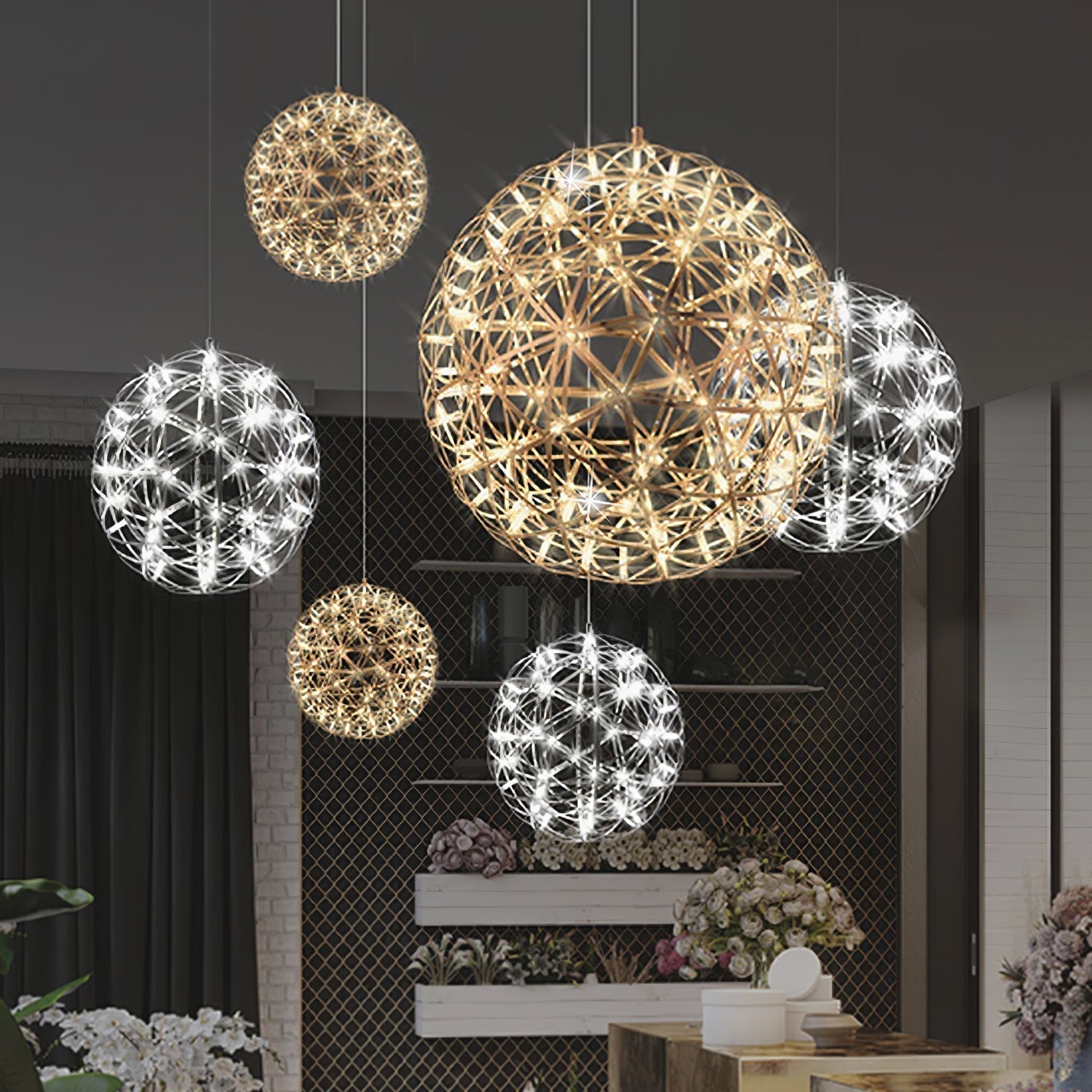 Gold Spark Ball Pendant Light - Blowlighting