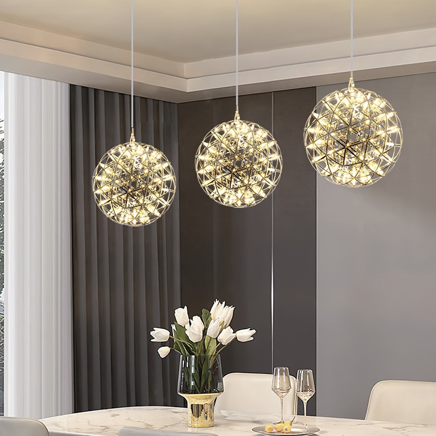 Silver Spark Ball Pendant Light - Blowlighting