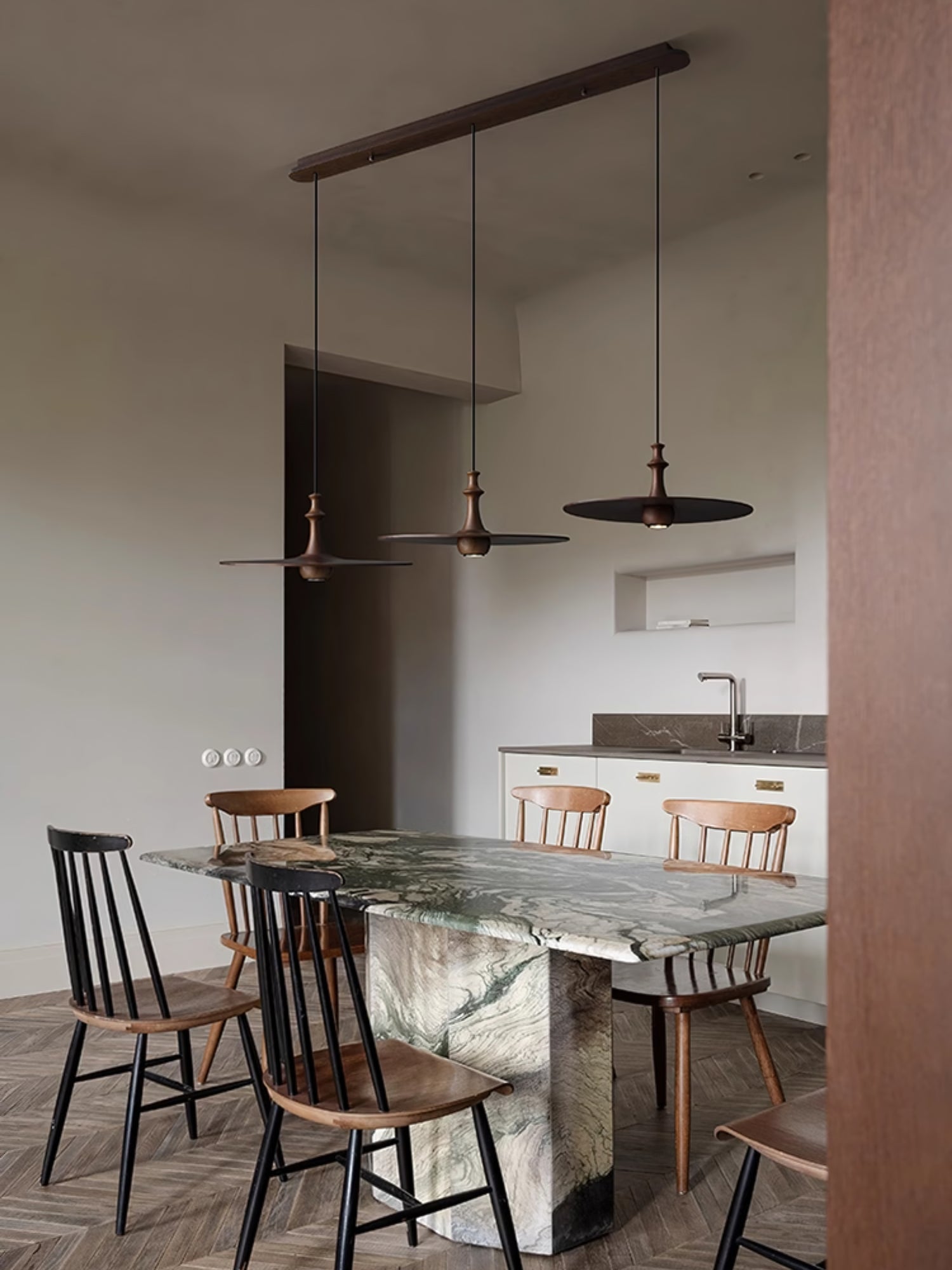 Syrinyra Skulptural Holz Scheibe Pendelleuchte Leuchte-Letslighting
