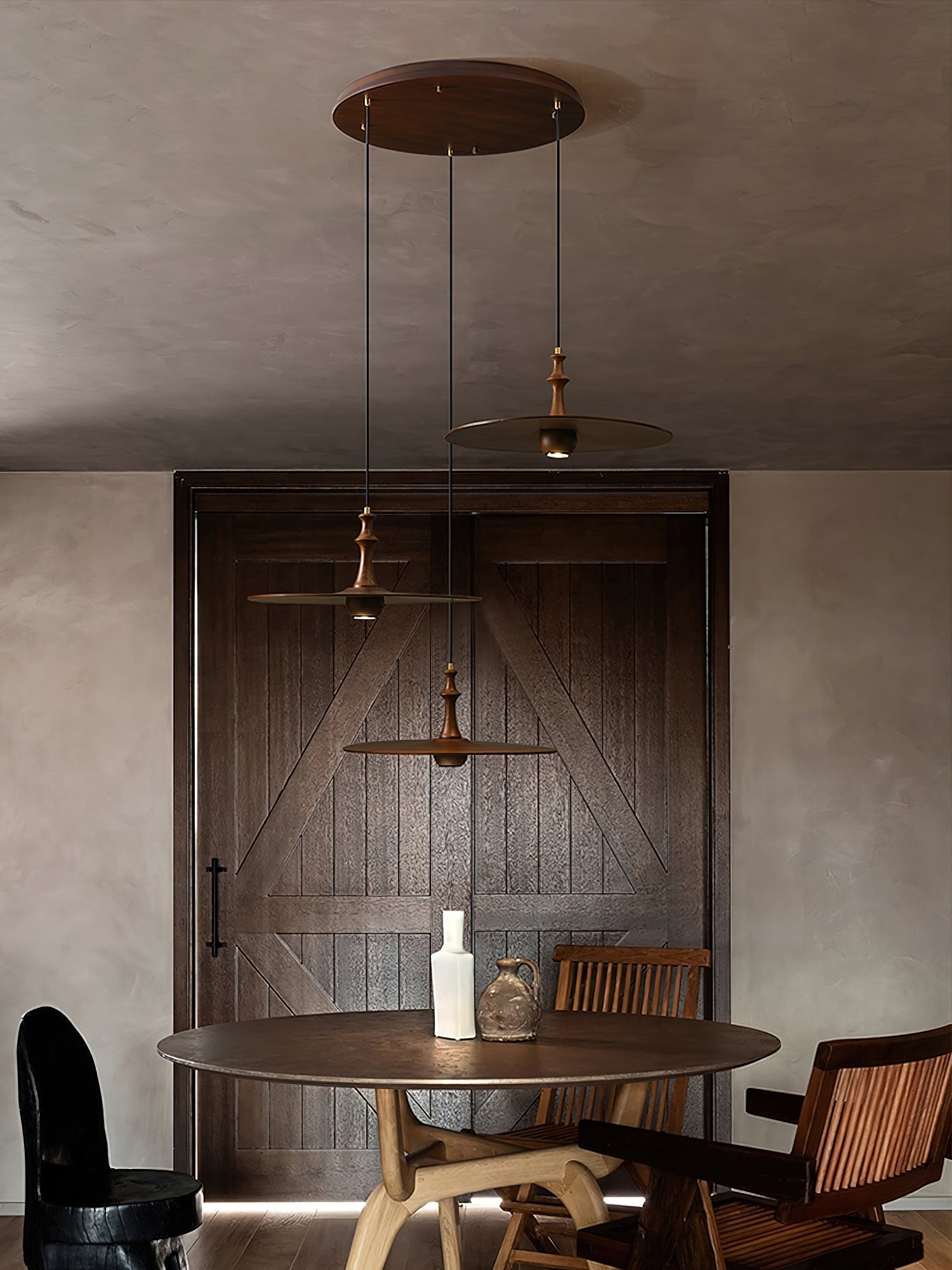 Syrinyra Skulptural Holz Scheibe Pendelleuchte Leuchte-Letslighting