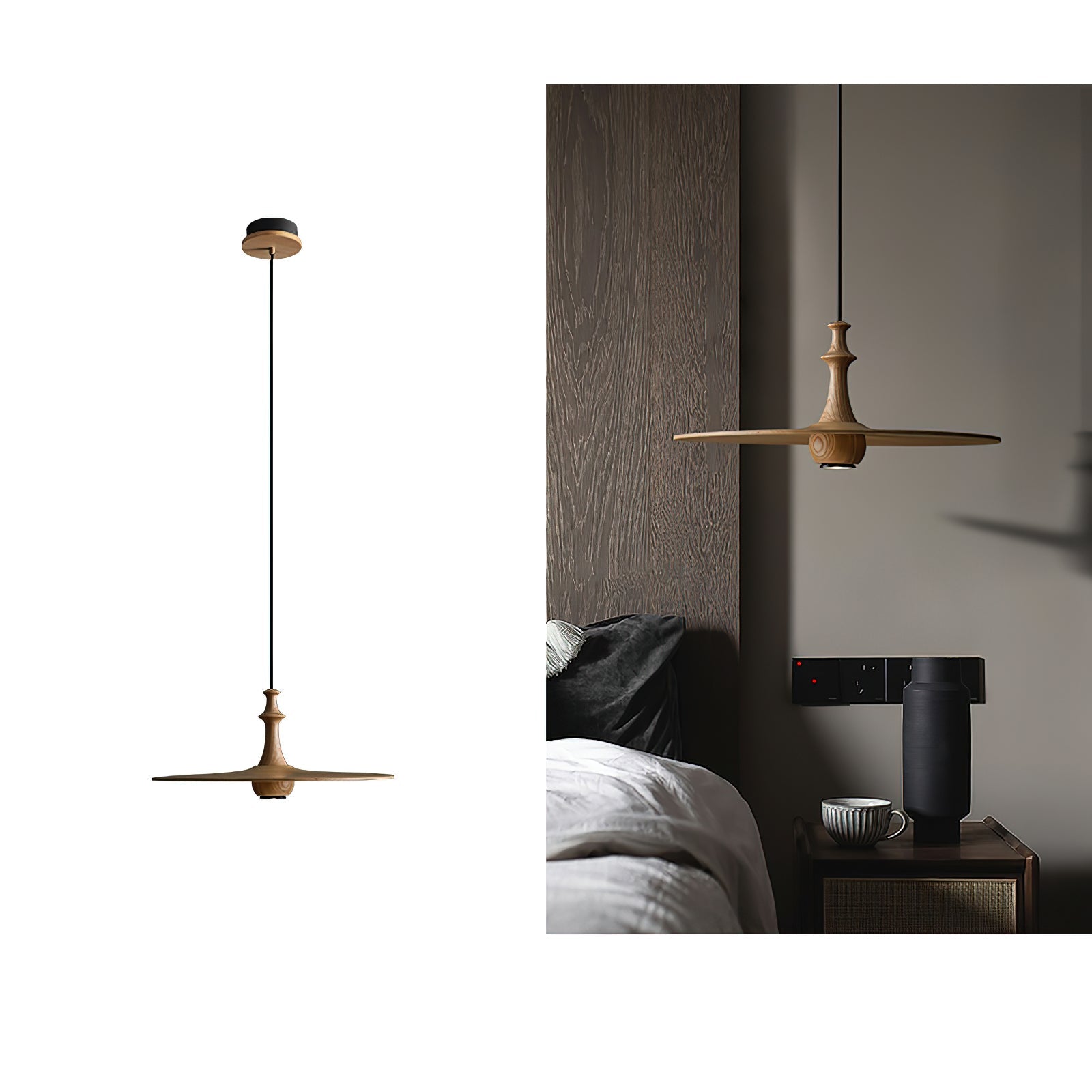 Syrinyra Skulptural Holz Scheibe Pendelleuchte Leuchte-Letslighting