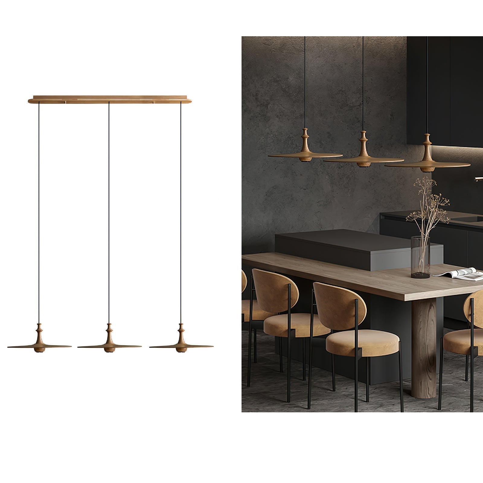 Syrinyra Skulptural Holz Scheibe Pendelleuchte Leuchte-Letslighting