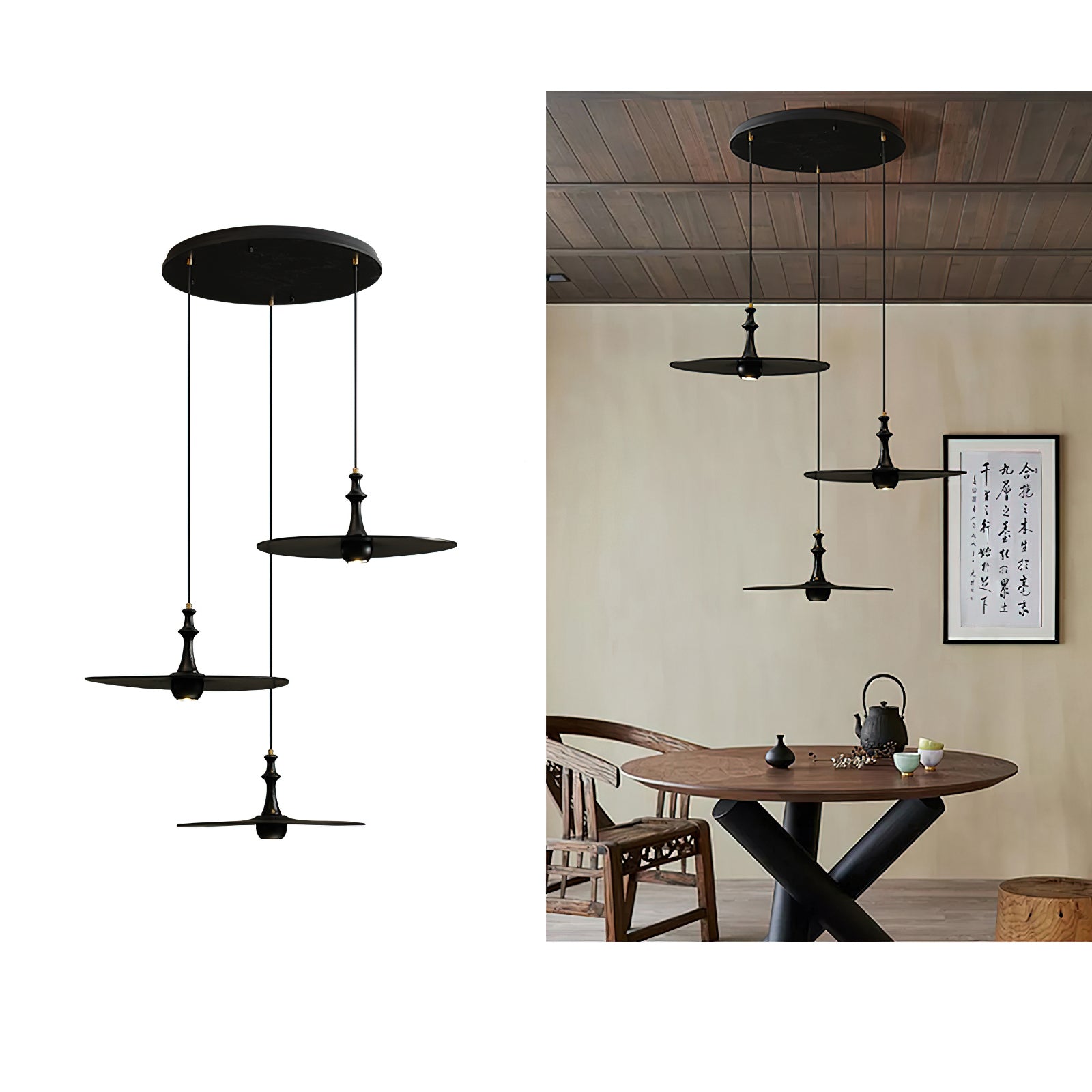 Syrinyra Skulptural Holz Scheibe Pendelleuchte Leuchte-Letslighting