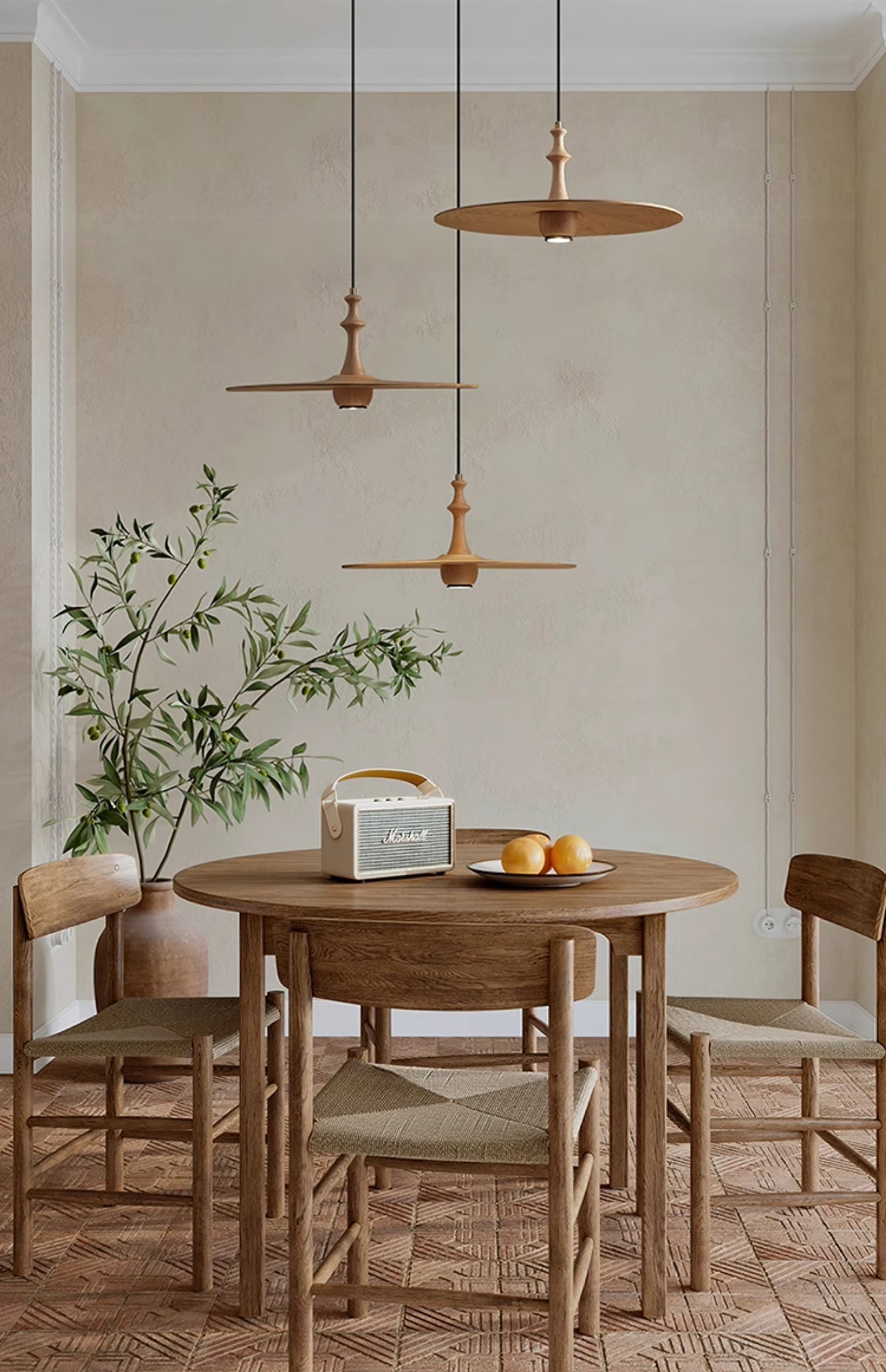 Syrinyra Skulptural Holz Scheibe Pendelleuchte Leuchte-Letslighting