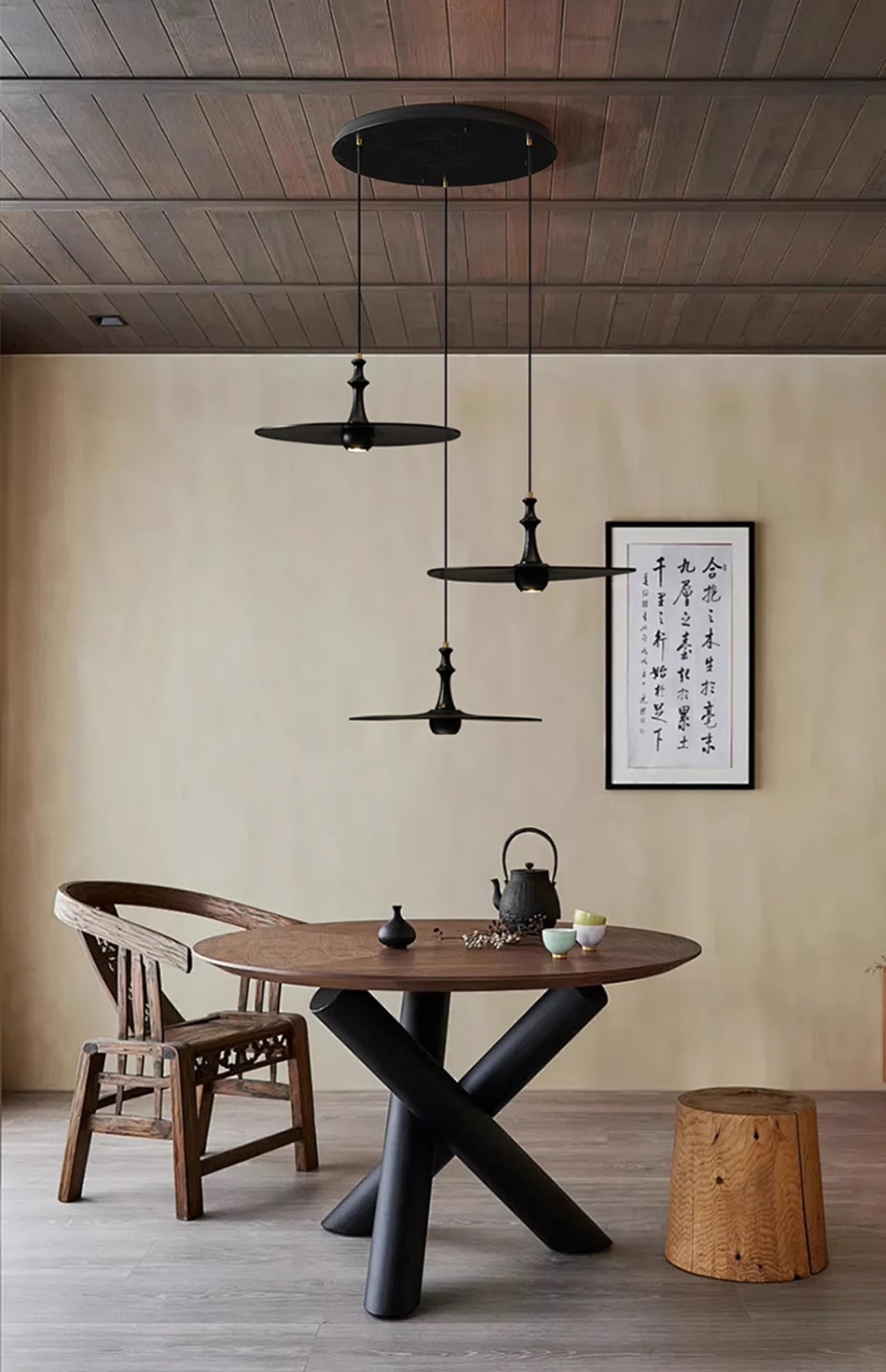 Syrinyra Skulptural Holz Scheibe Pendelleuchte Leuchte-Letslighting