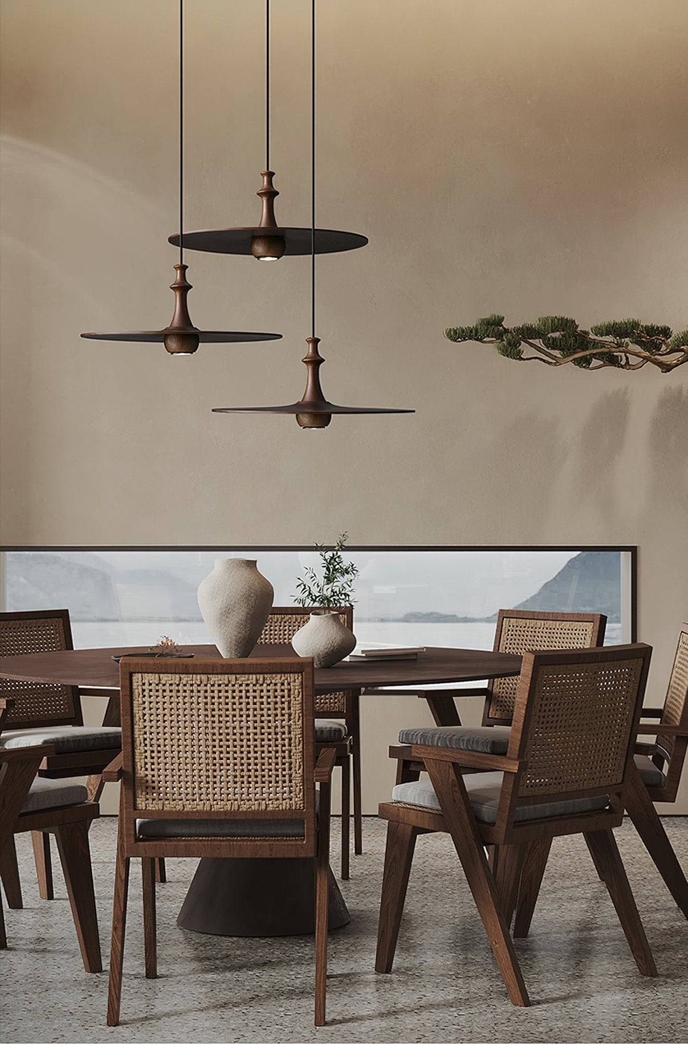 Syrinyra Skulptural Holz Scheibe Pendelleuchte Leuchte-Letslighting