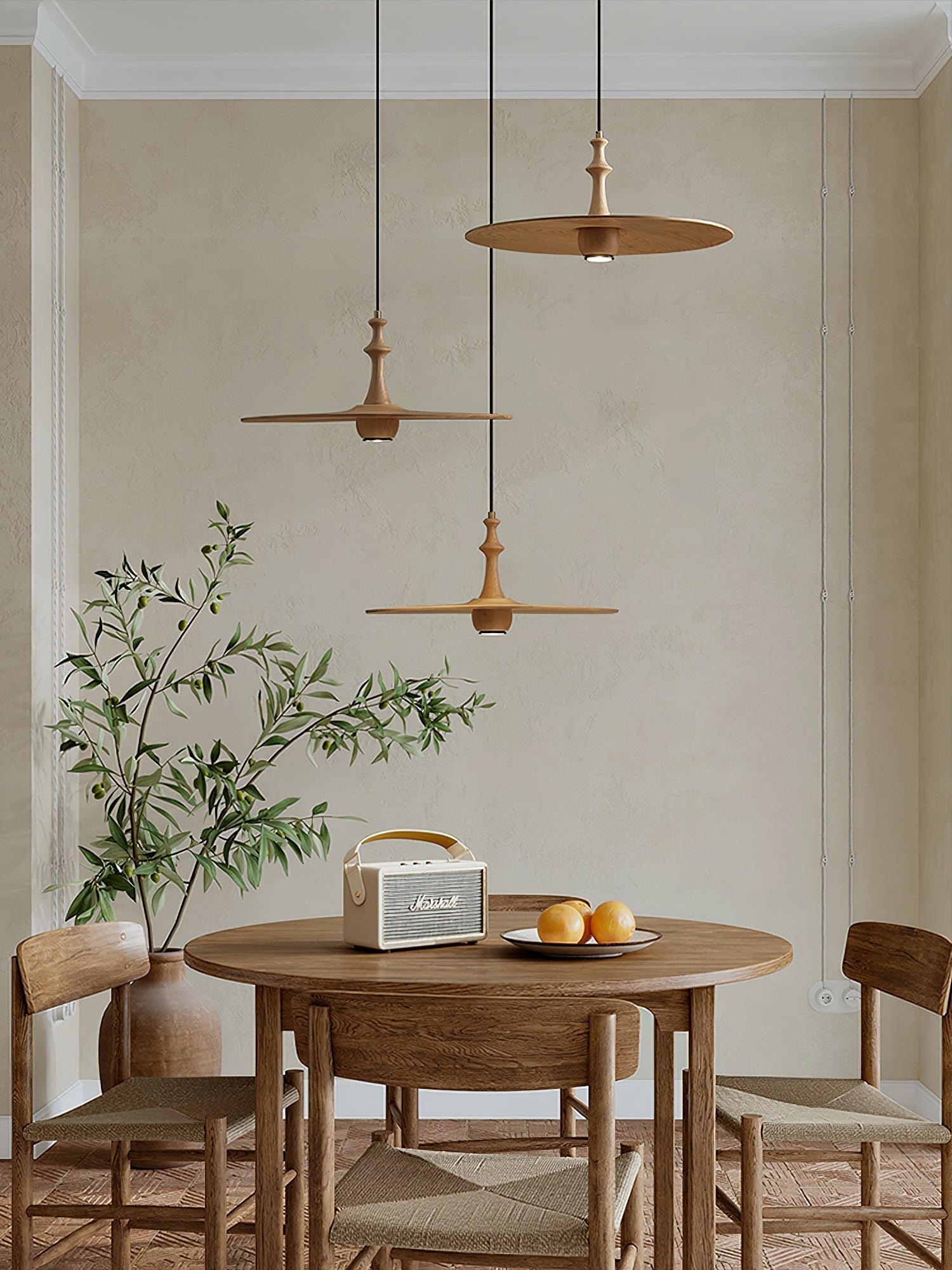 Syrinyra Skulptural Holz Scheibe Pendelleuchte Leuchte-Letslighting