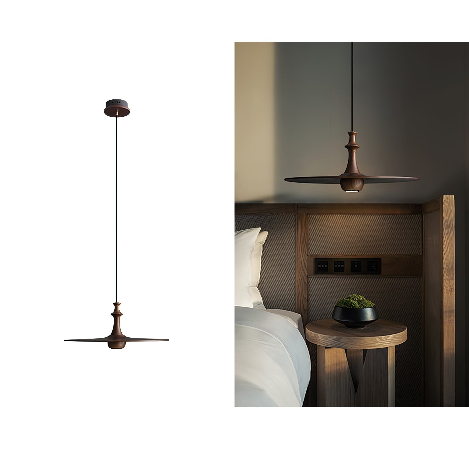 Syrinyra Skulptural Holz Scheibe Pendelleuchte Leuchte-Letslighting
