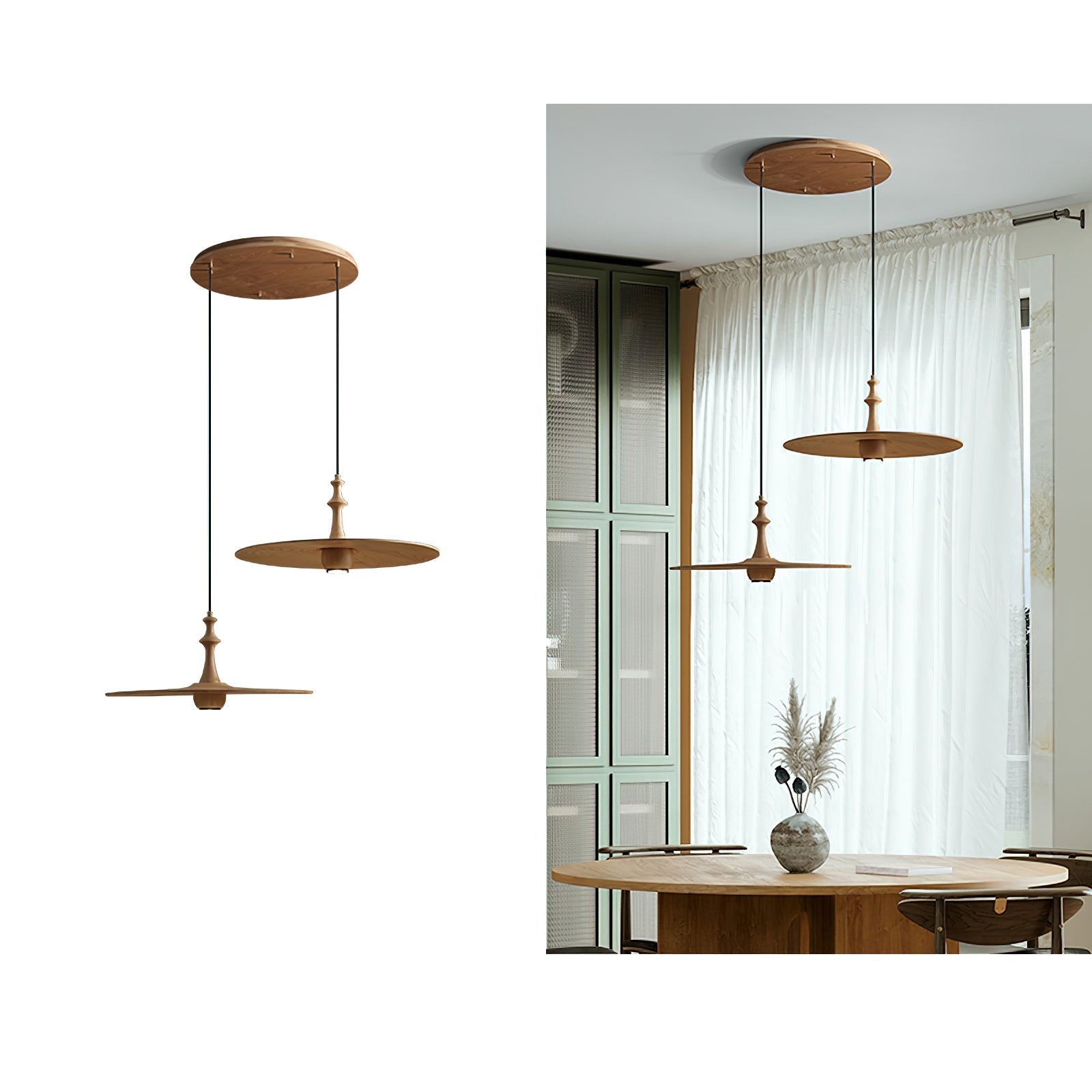Syrinyra Skulptural Holz Scheibe Pendelleuchte Leuchte-Letslighting