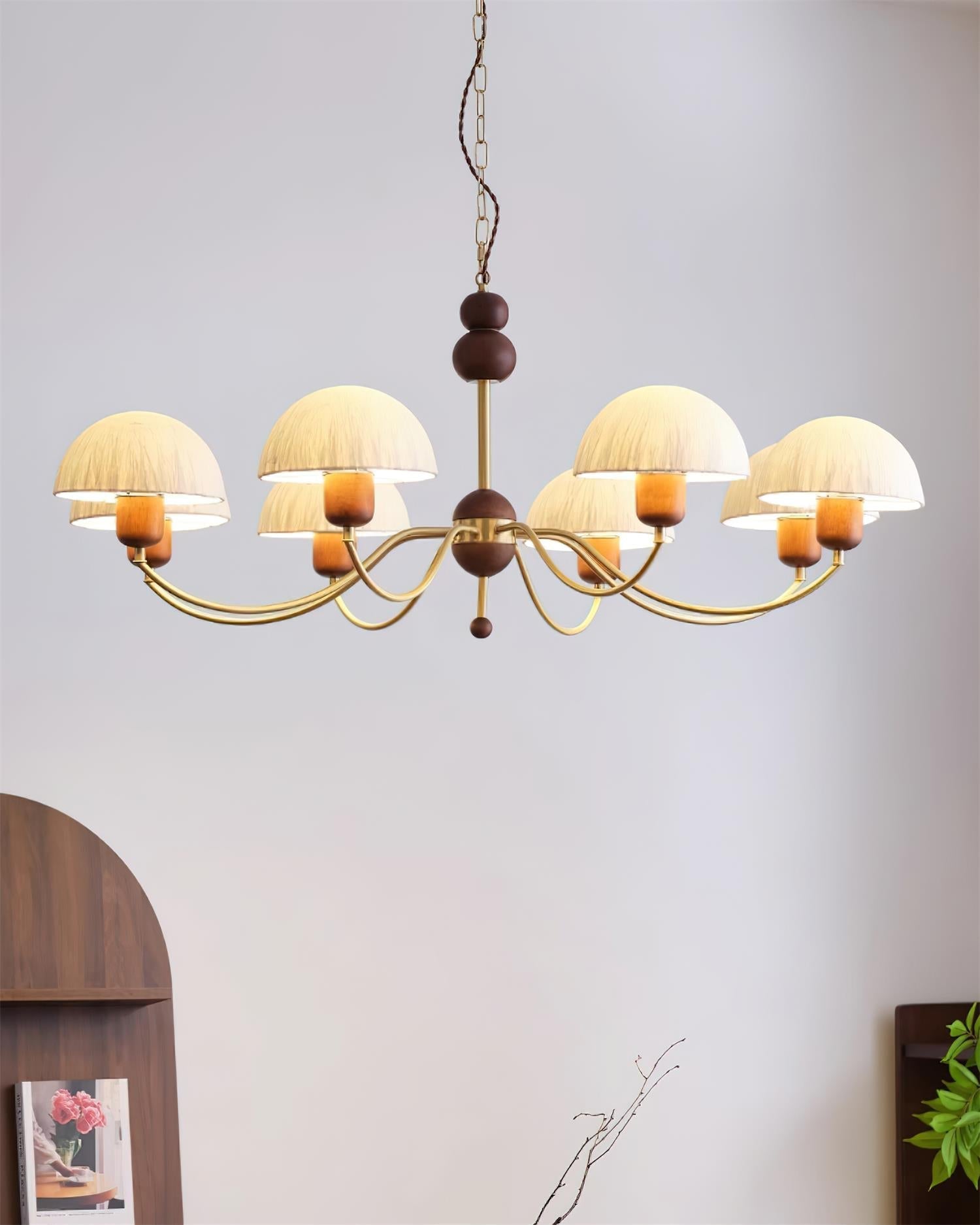 Elviana Metall Holz Gold Elegant Kronleuchter-Letslighting