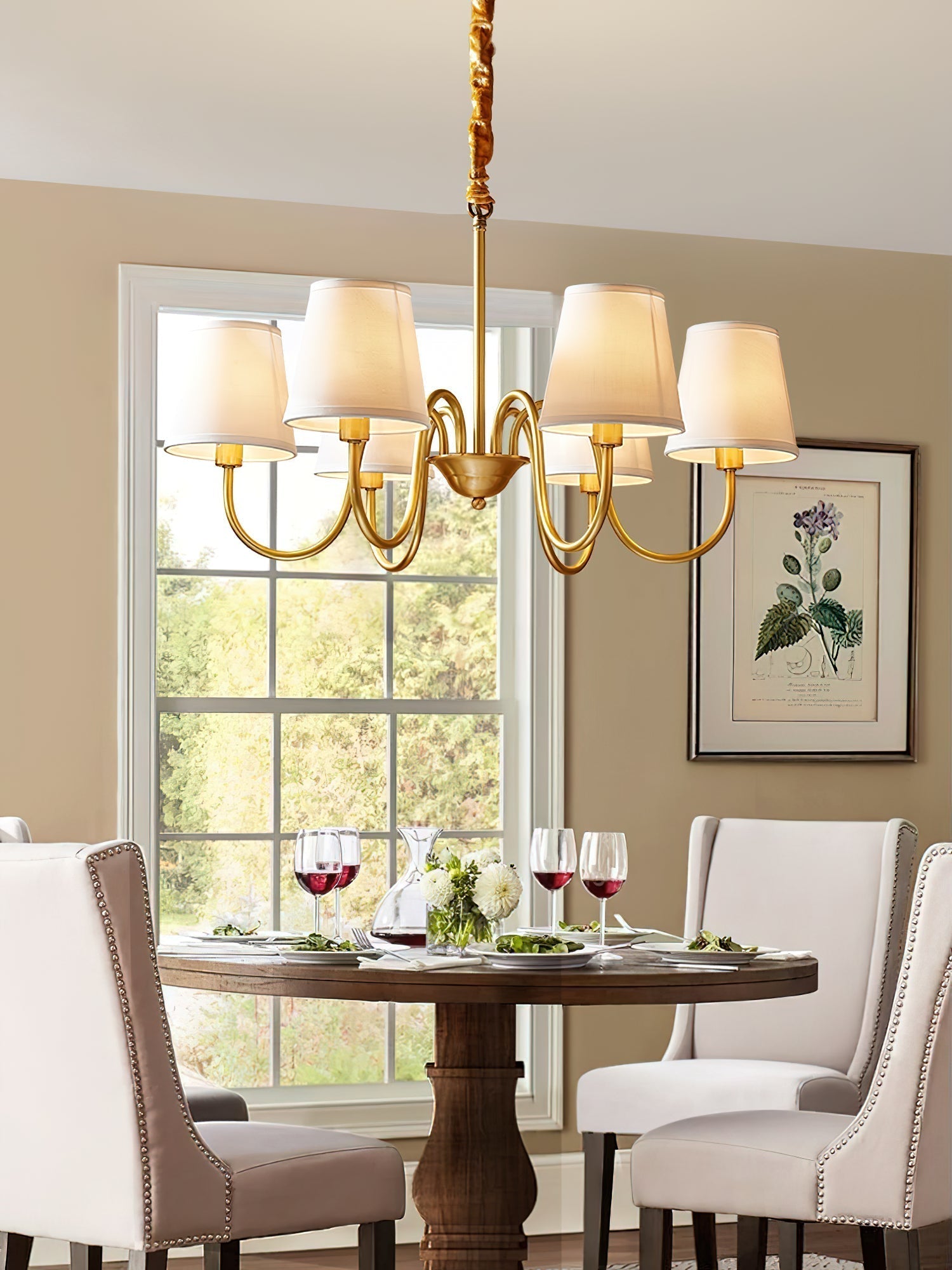 Aged Traditional Stacey Fabric Chandelier - Letslighting
