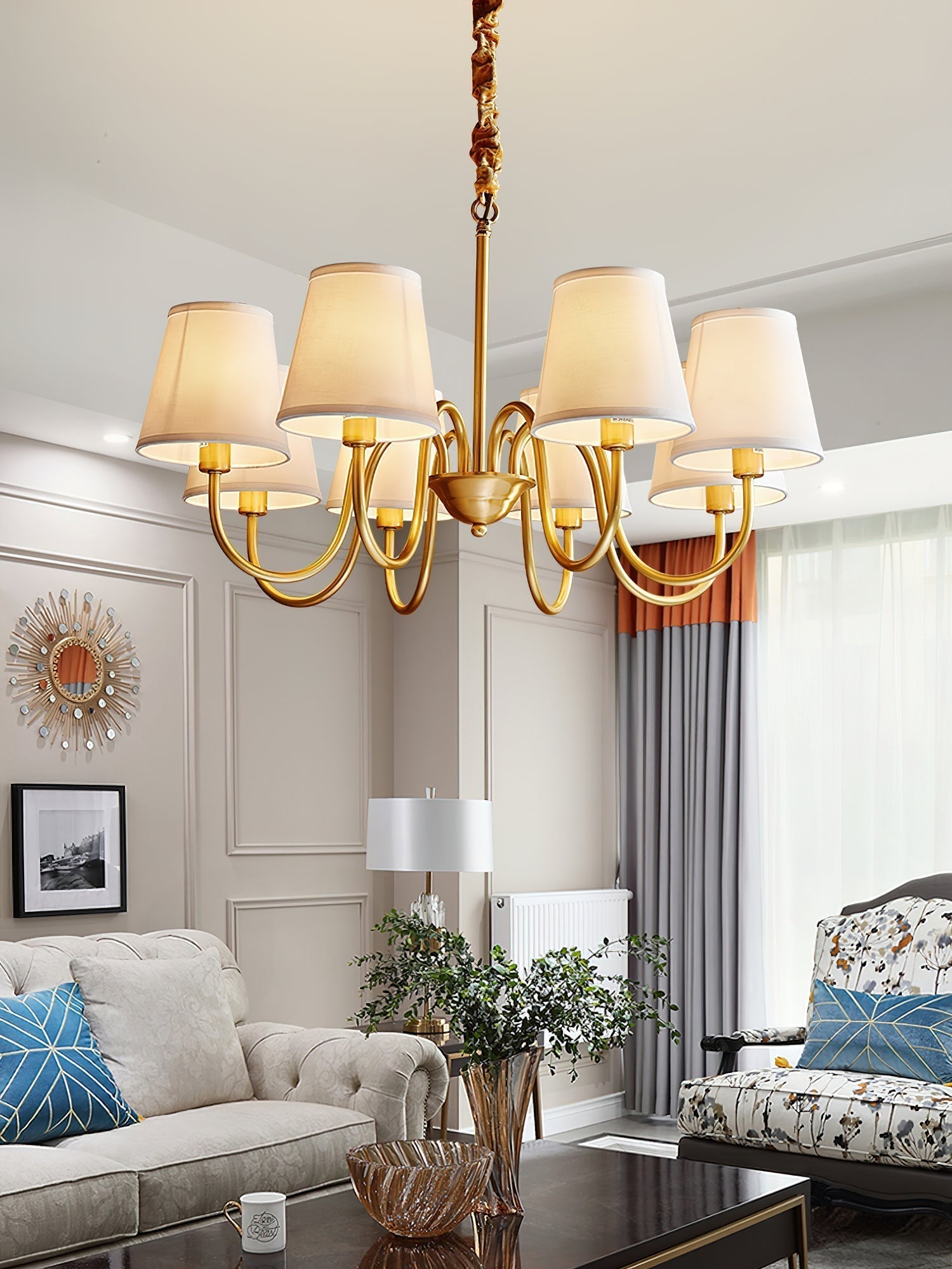 Aged Traditional Stacey Fabric Chandelier - Letslighting