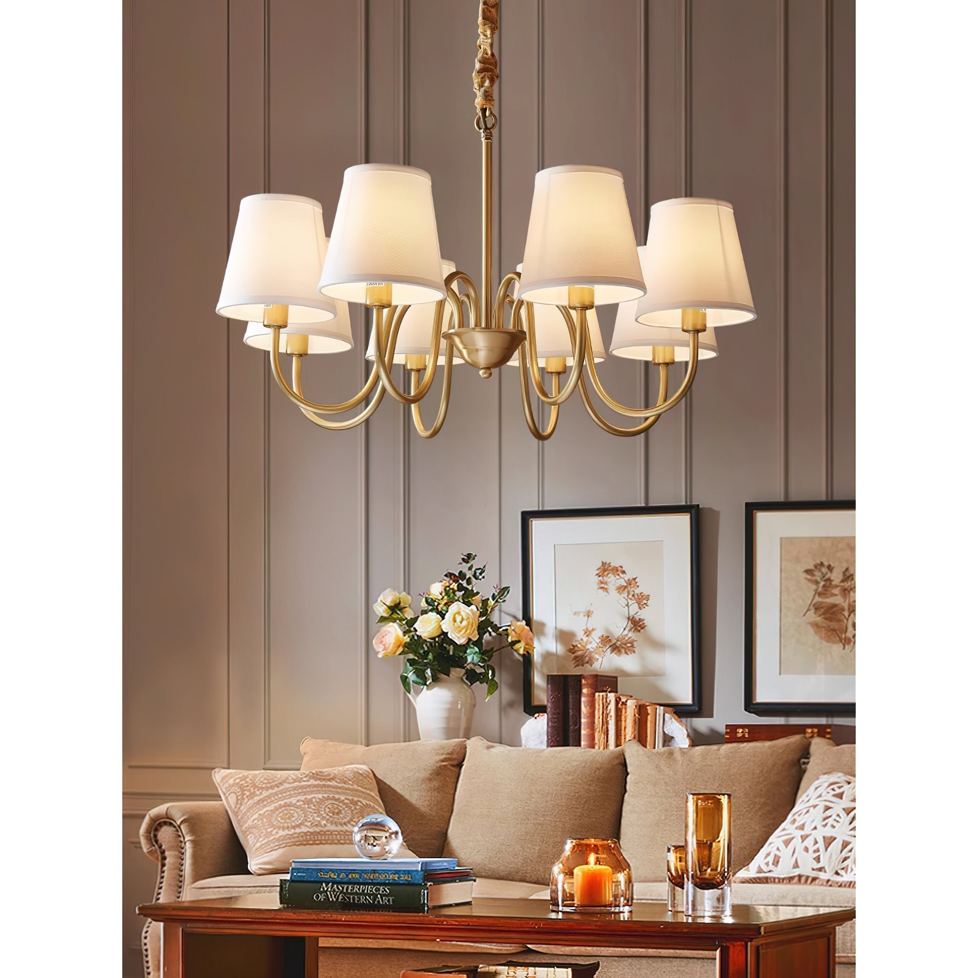 Aged Traditional Stacey Fabric Chandelier - Letslighting