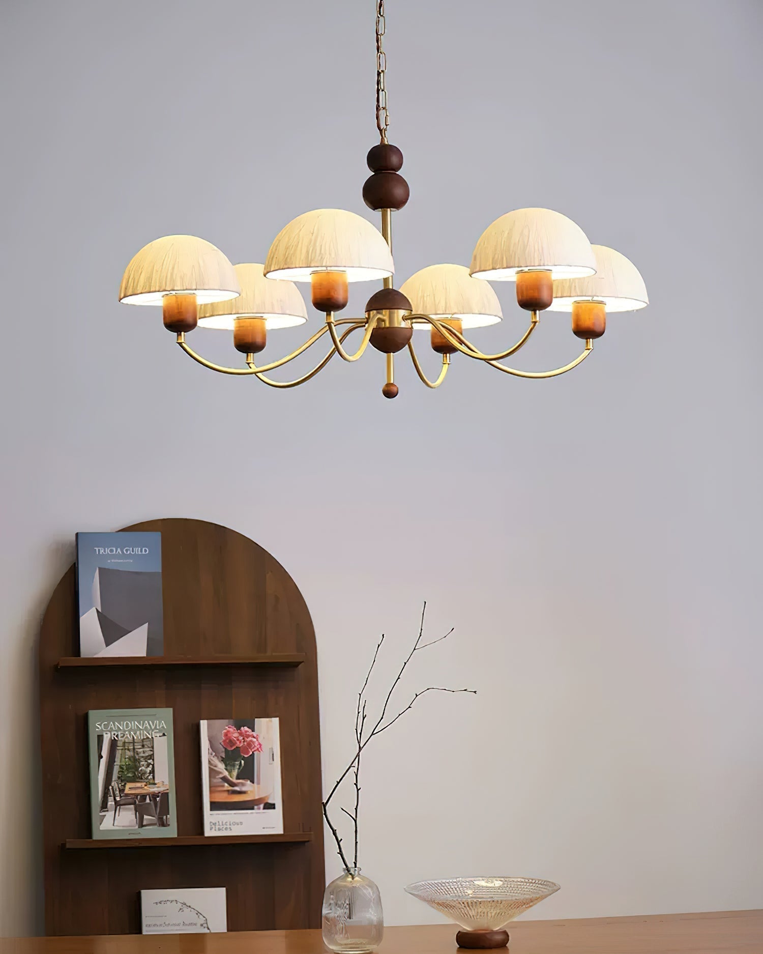 Elviana Metall Holz Gold Elegant Kronleuchter-Letslighting