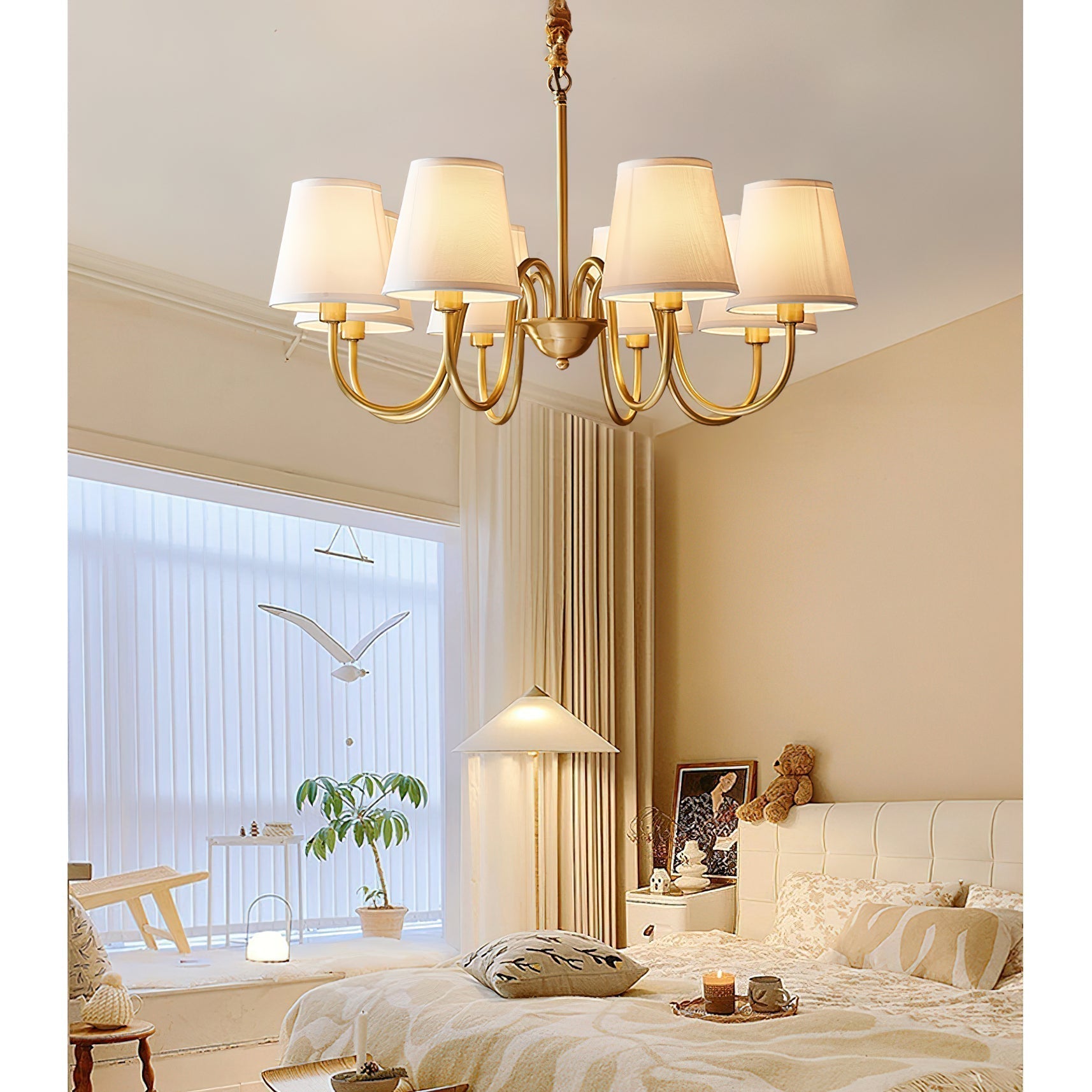 Aged Traditional Stacey Fabric Chandelier - Letslighting