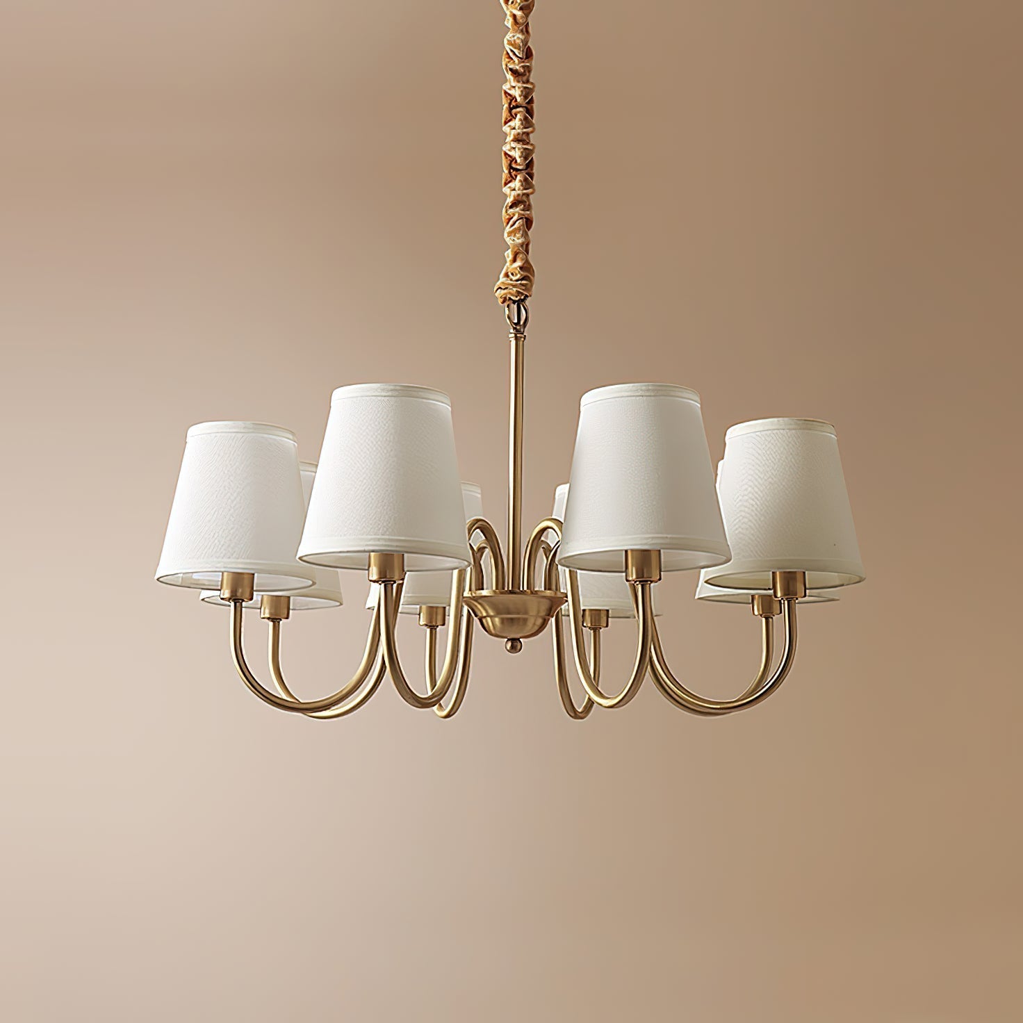 Aged Traditional Stacey Fabric Chandelier - Letslighting