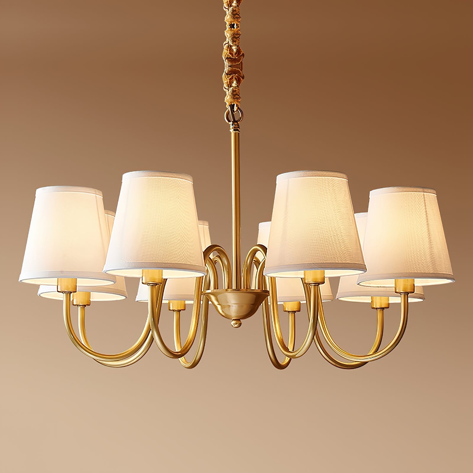 Aged Traditional Stacey Fabric Chandelier - Letslighting