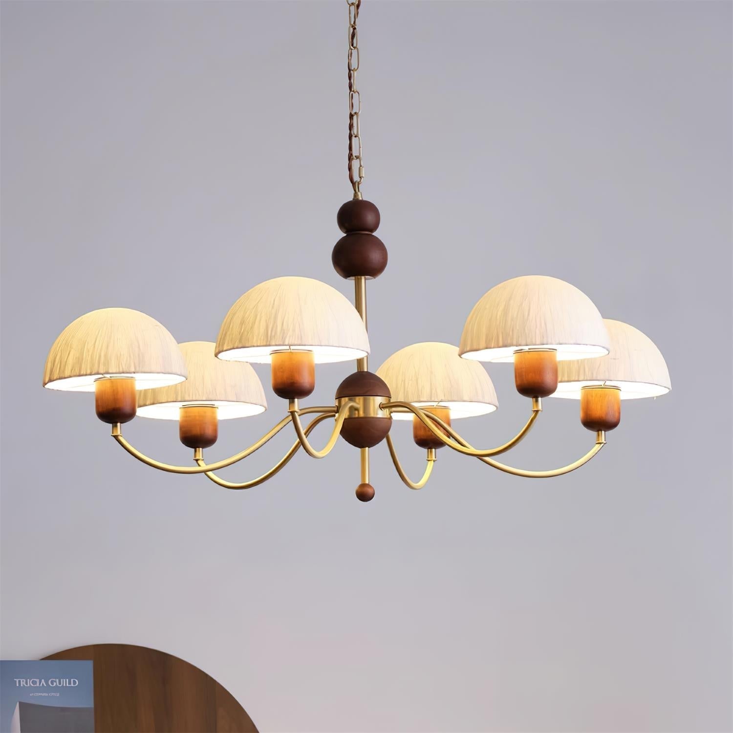 Elviana Metall Holz Gold Elegant Kronleuchter-Letslighting