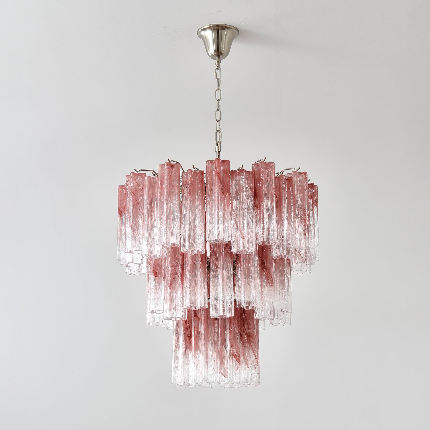 Aurora Chandelier Pink Glass Tubes Layered Modern - Neutralighting
