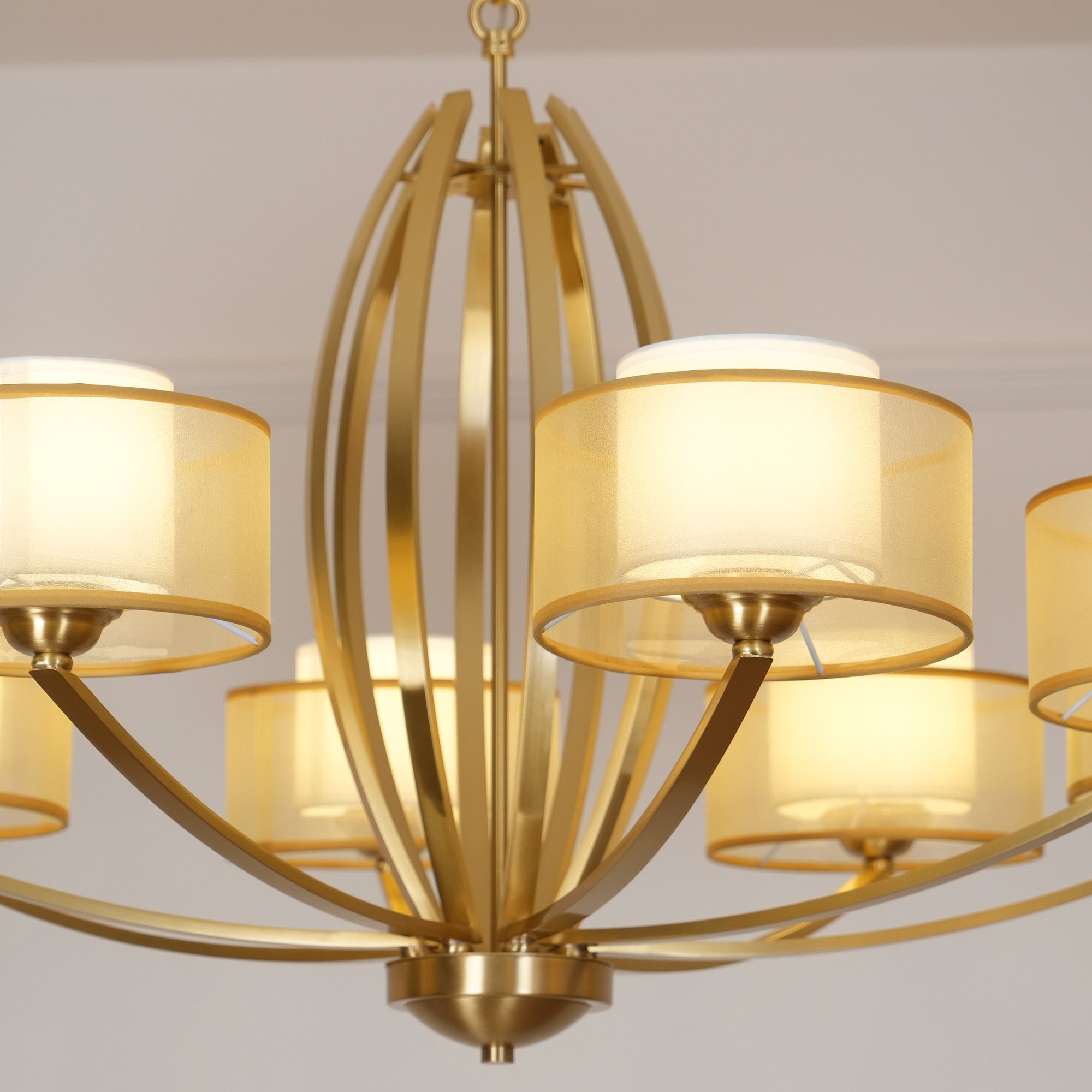 Lyvelus Postmoderner Luxus Messing Stoff Kronleuchter-Letslighting