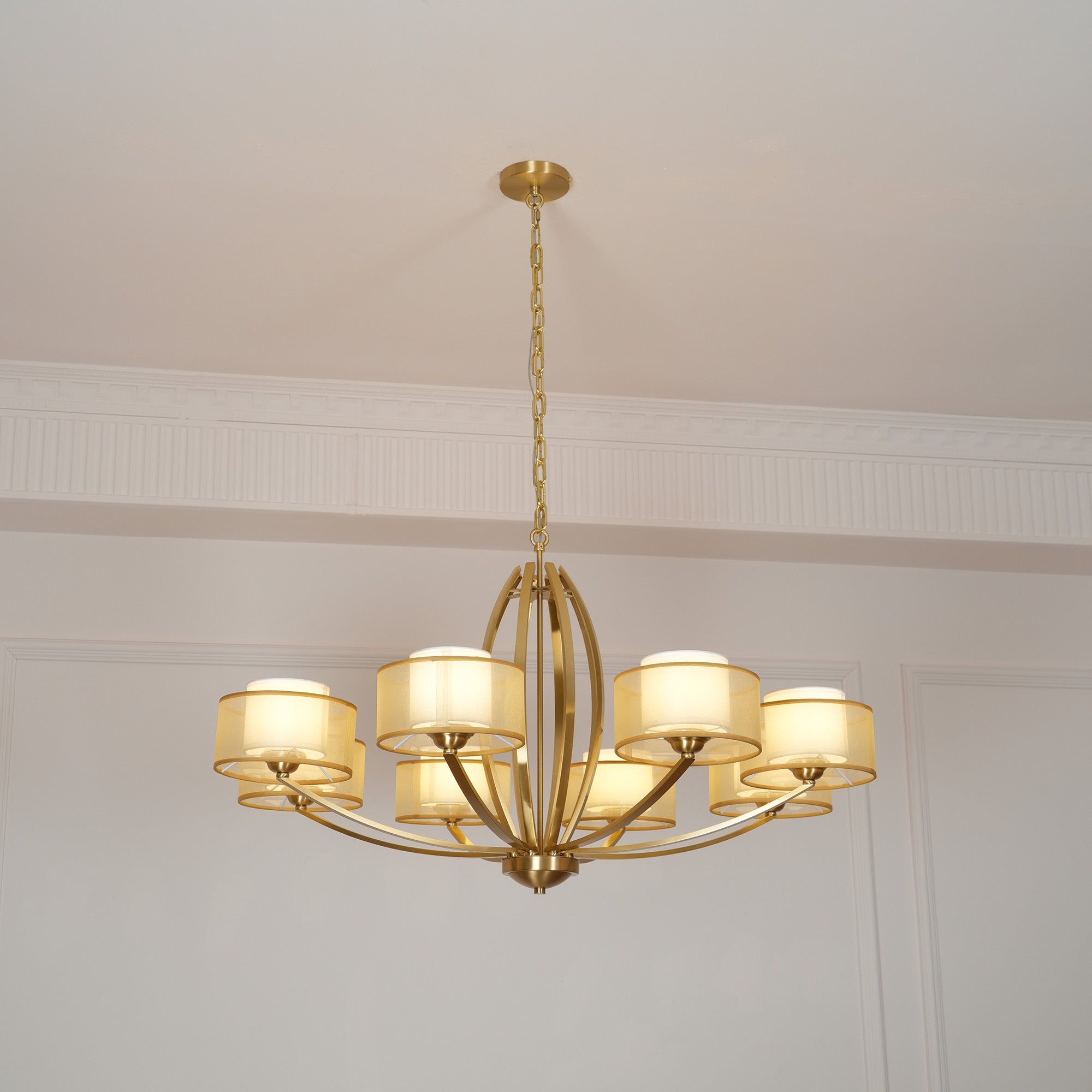 Lyvelus Postmoderner Luxus Messing Stoff Kronleuchter-Letslighting