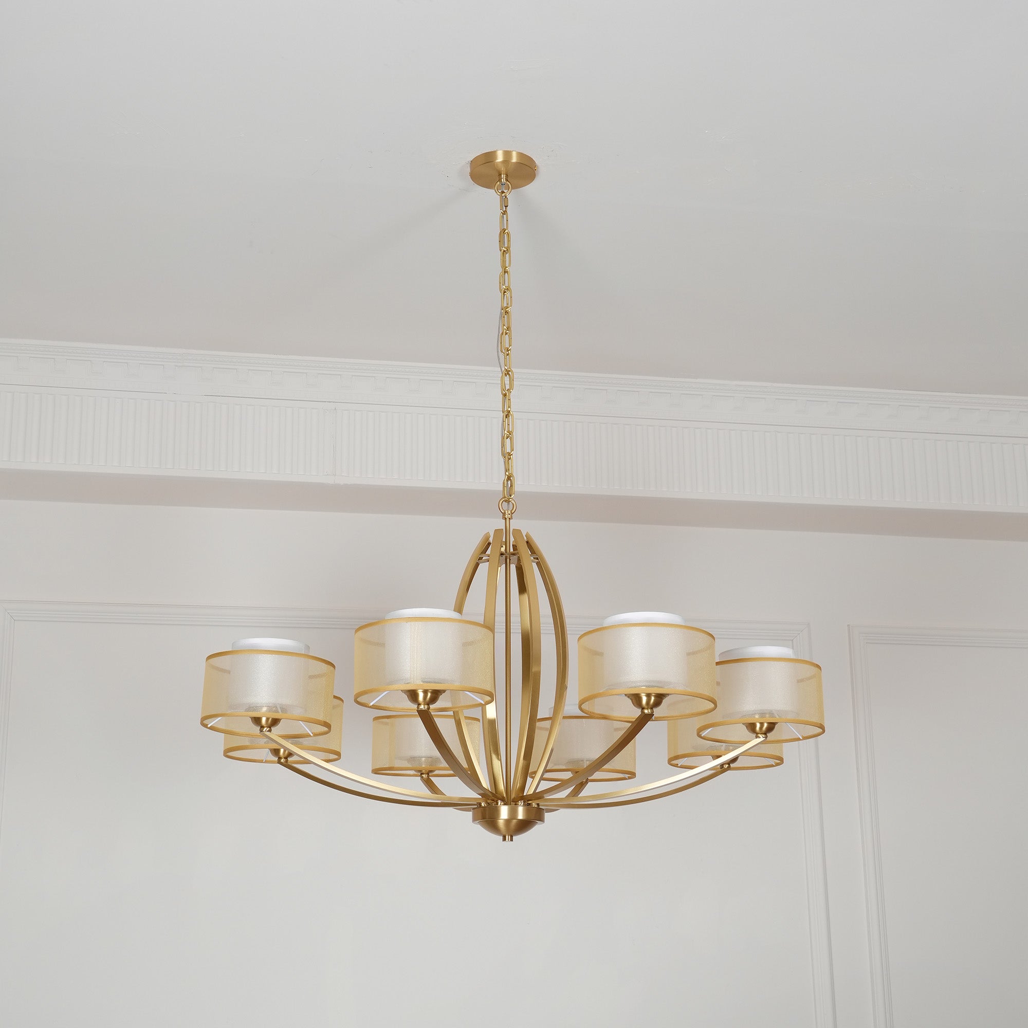 Lyvelus Postmoderner Luxus Messing Stoff Kronleuchter-Letslighting