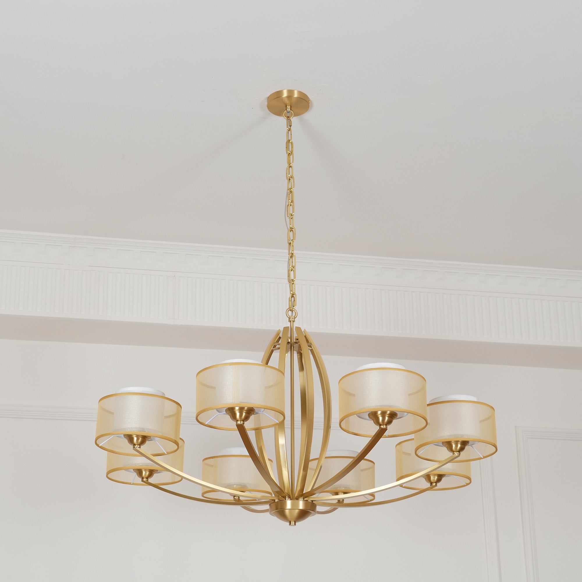 Lyvelus Postmoderner Luxus Messing Stoff Kronleuchter-Letslighting