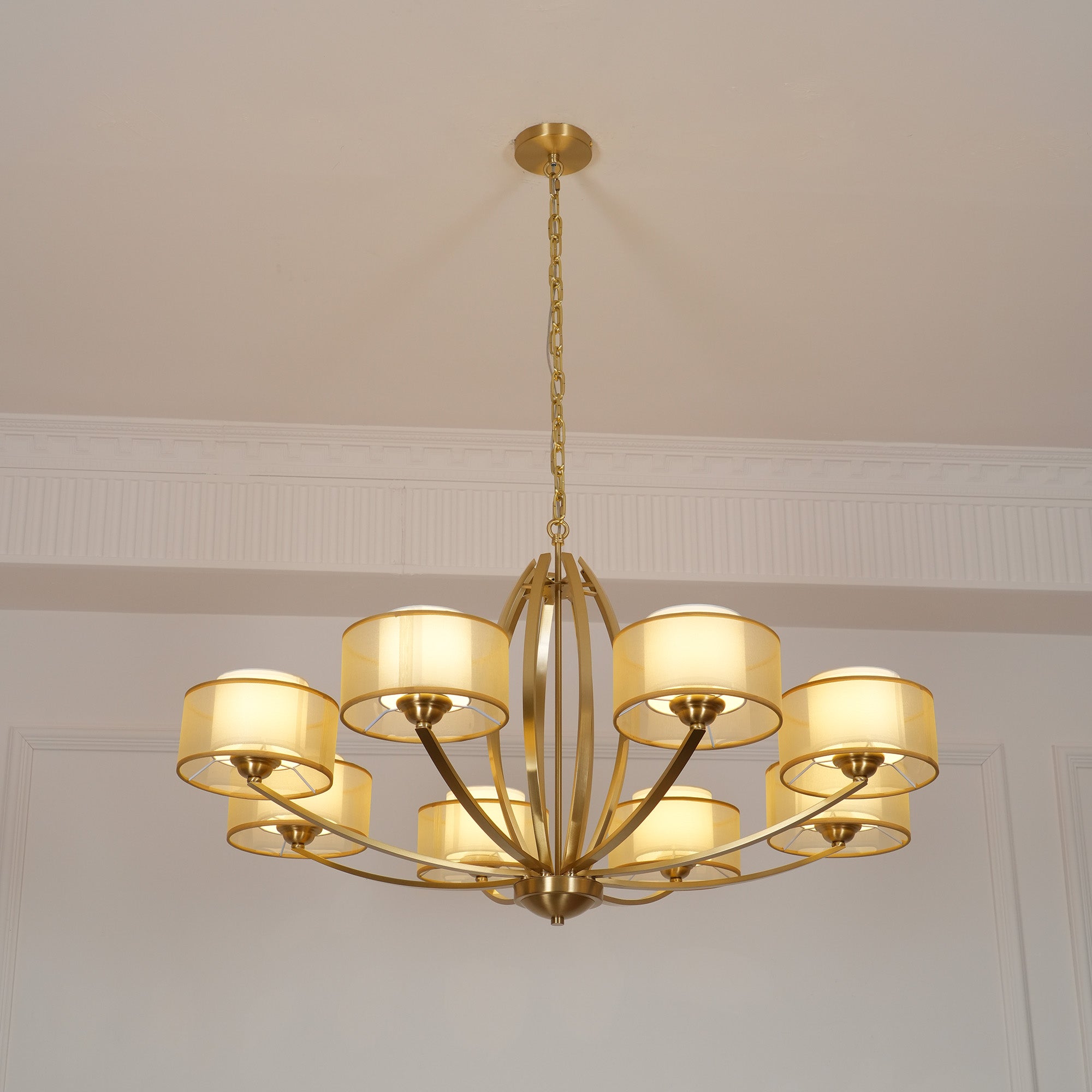 Lyvelus Postmoderner Luxus Messing Stoff Kronleuchter-Letslighting
