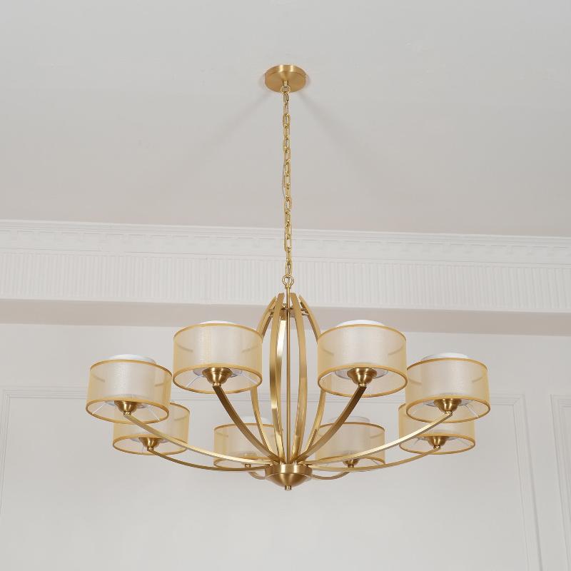 Lyvelus Postmoderner Luxus Messing Stoff Kronleuchter-Letslighting