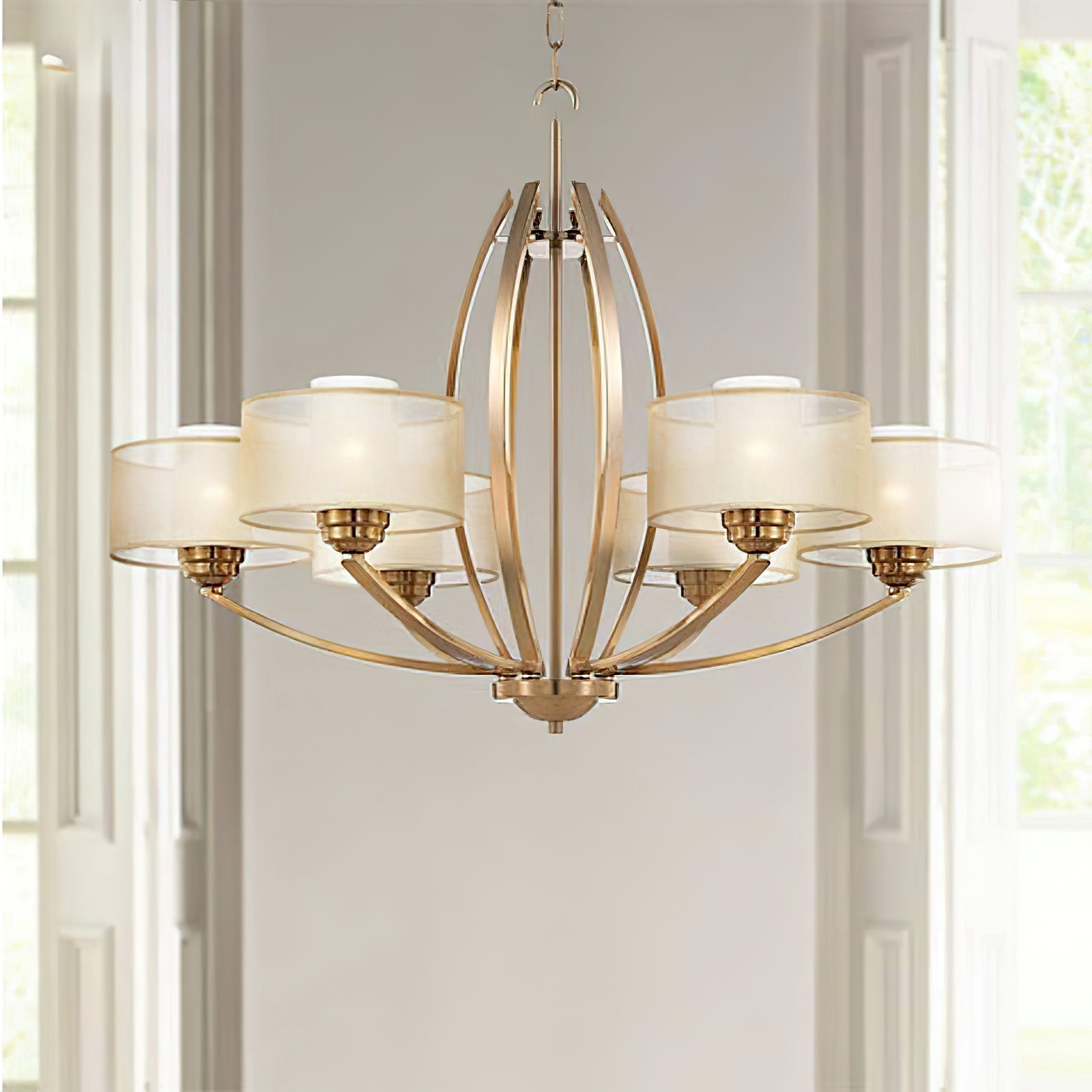 Lyvelus Postmoderner Luxus Messing Stoff Kronleuchter-Letslighting