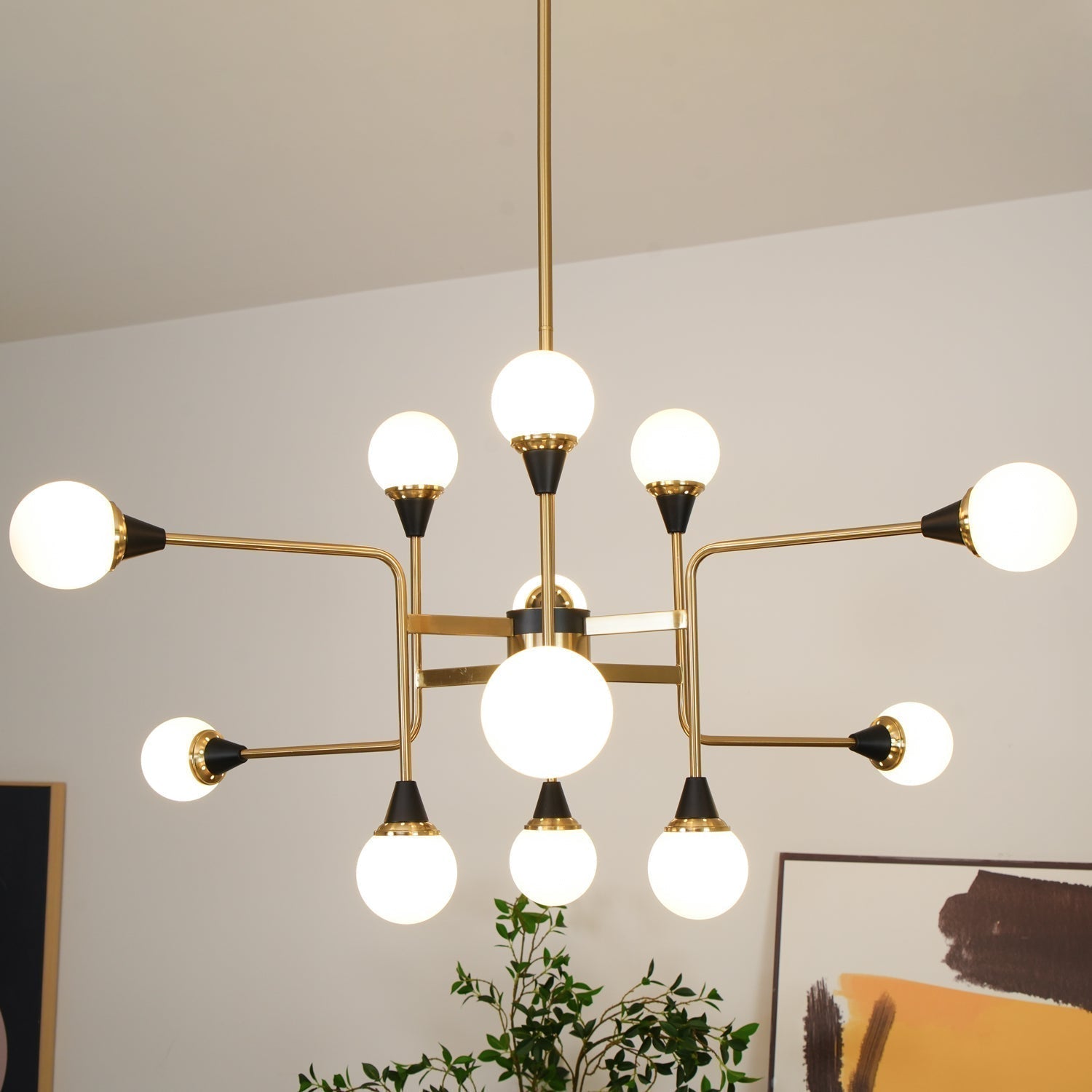 Lustra Kronleuchter Stilnovo Messing Schwarz Glas-Letslighting