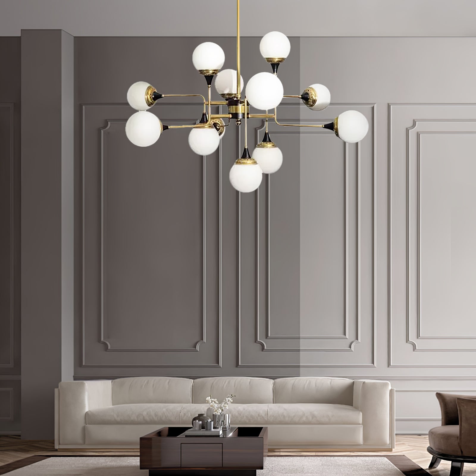 Lustra Kronleuchter Stilnovo Messing Schwarz Glas-Letslighting