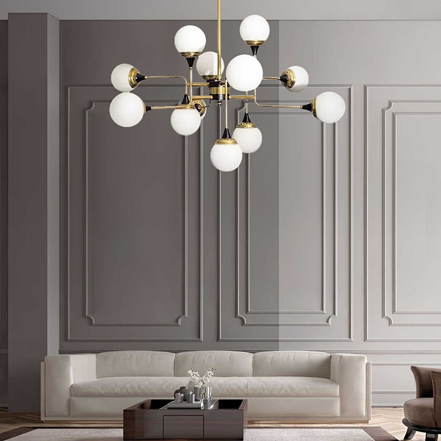 Lustra Kronleuchter Stilnovo Messing Schwarz Glas-Letslighting