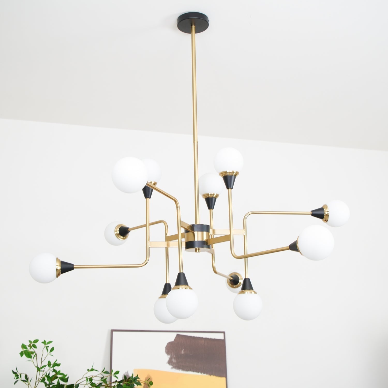 Lustra Kronleuchter Stilnovo Messing Schwarz Glas-Letslighting