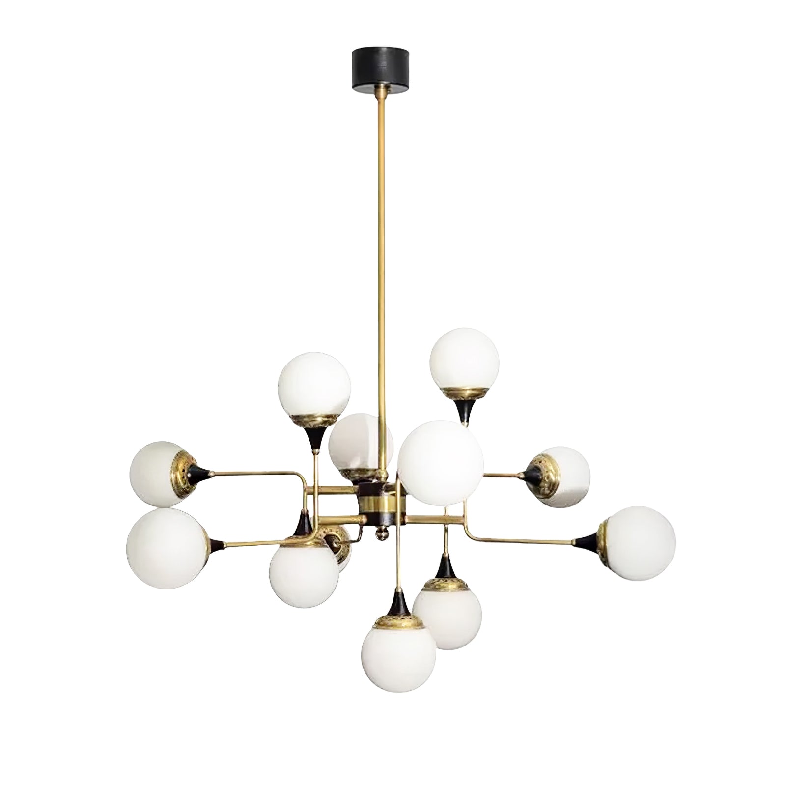 Lustra Kronleuchter Stilnovo Messing Schwarz Glas-Letslighting