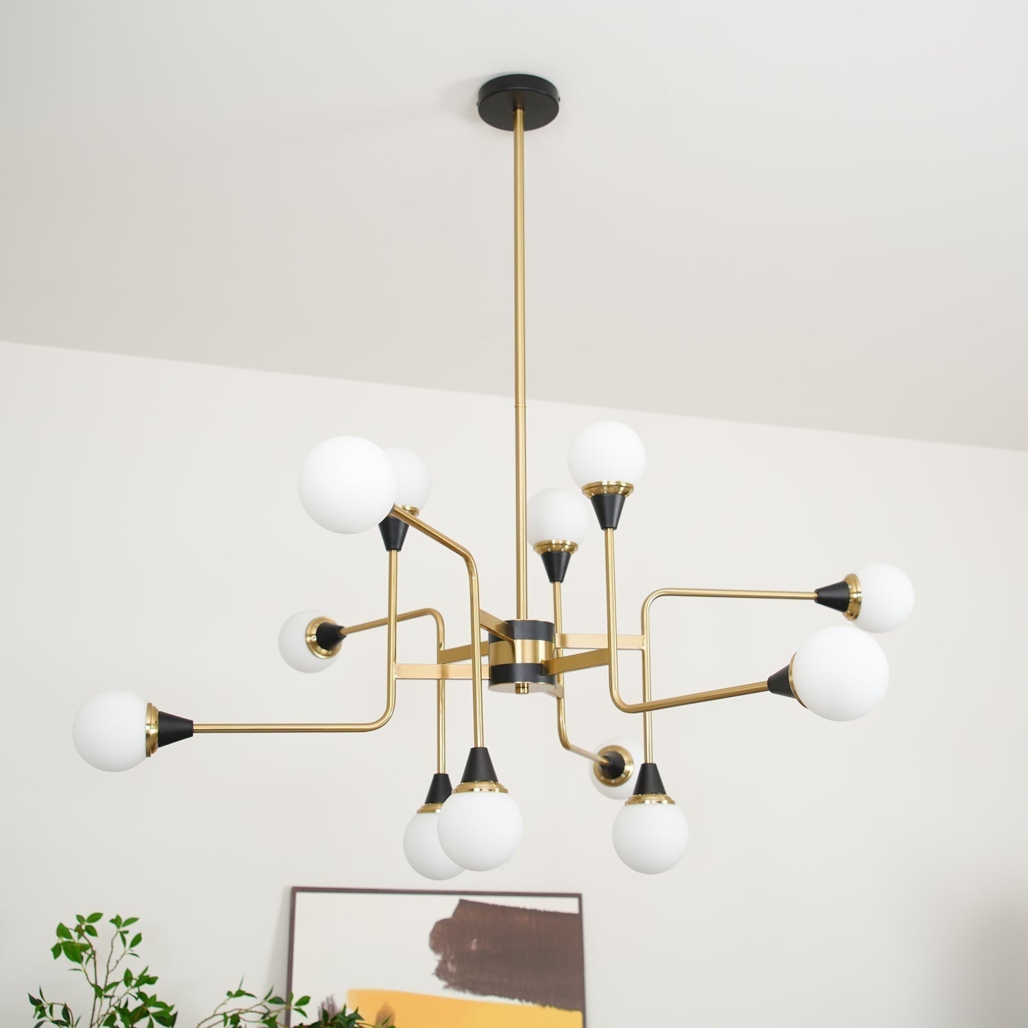 Lustra Kronleuchter Stilnovo Messing Schwarz Glas-Letslighting