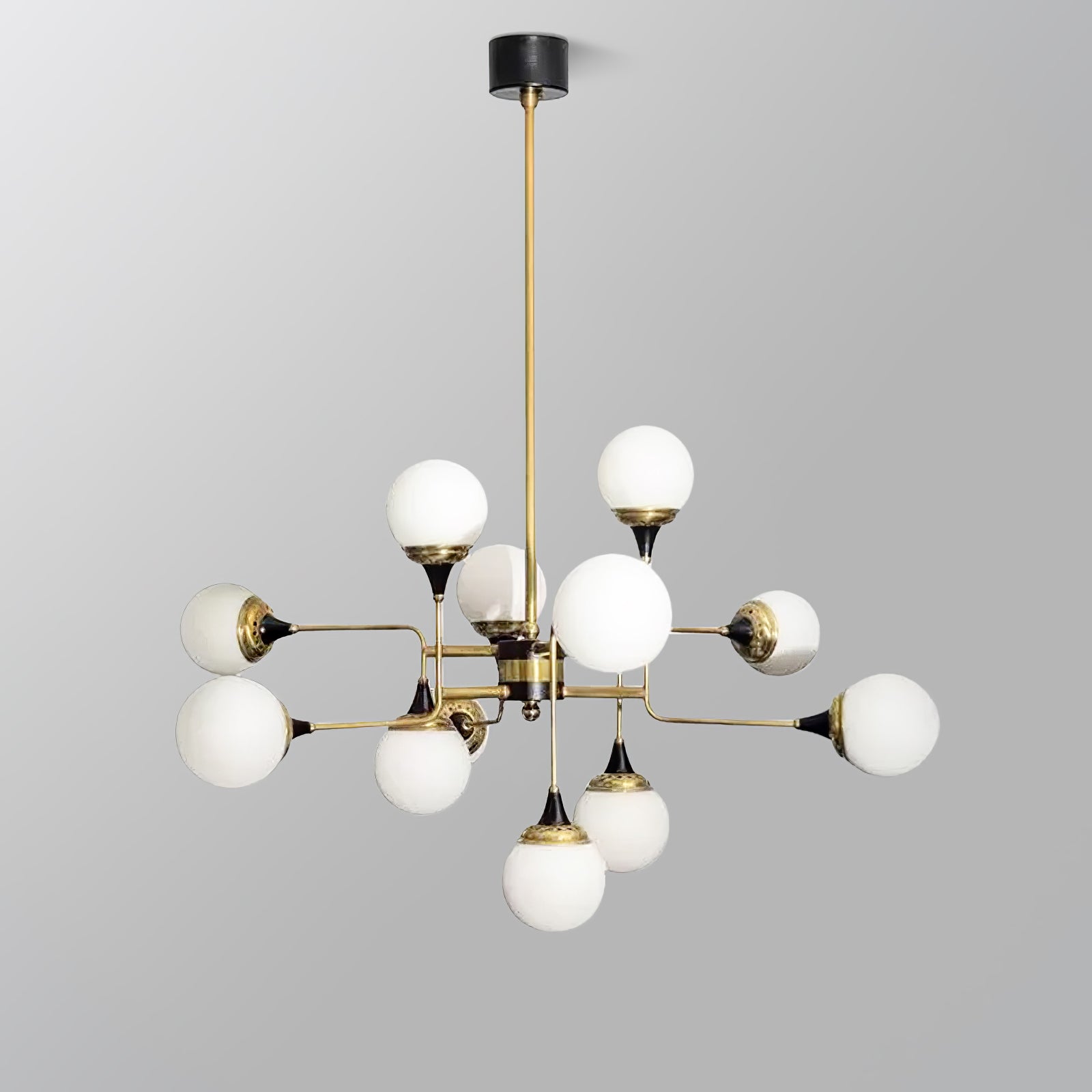 Lustra Kronleuchter Stilnovo Messing Schwarz Glas-Letslighting