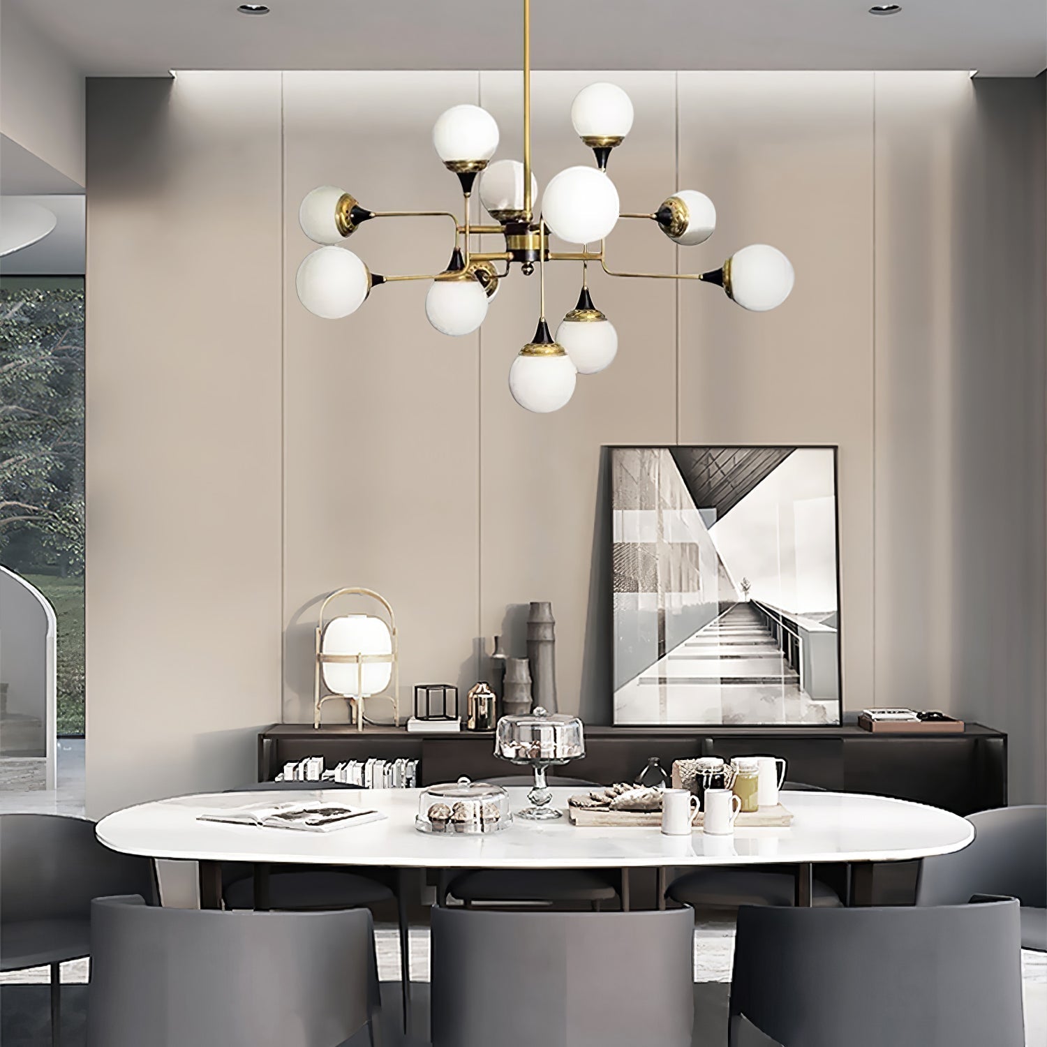 Lustra Kronleuchter Stilnovo Messing Schwarz Glas-Letslighting