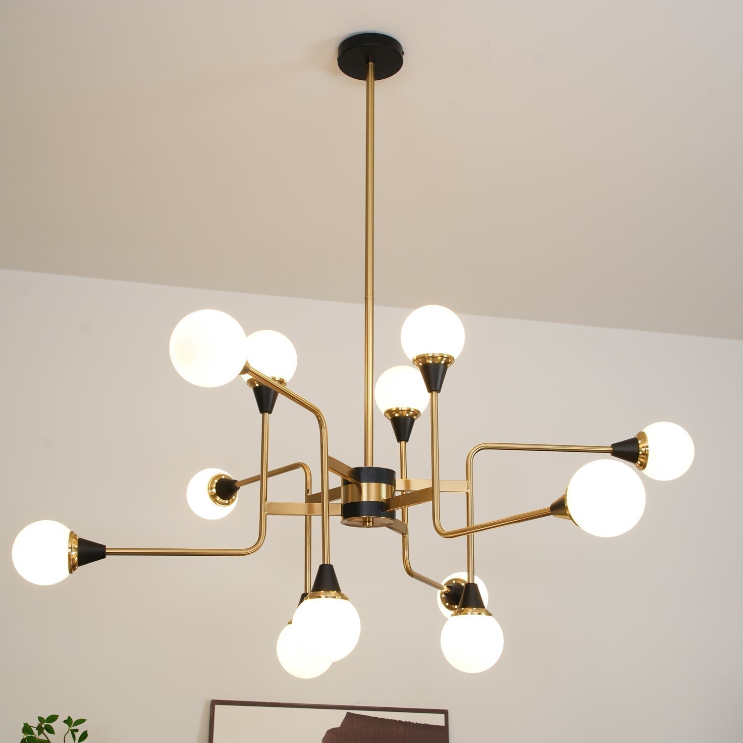 Lustra Kronleuchter Stilnovo Messing Schwarz Glas-Letslighting