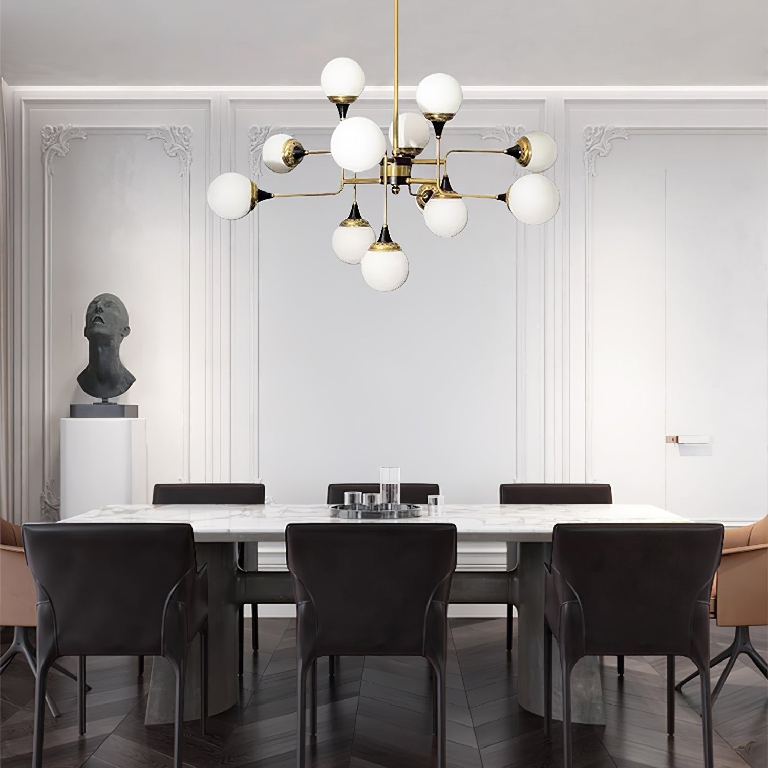 Lustra Kronleuchter Stilnovo Messing Schwarz Glas-Letslighting