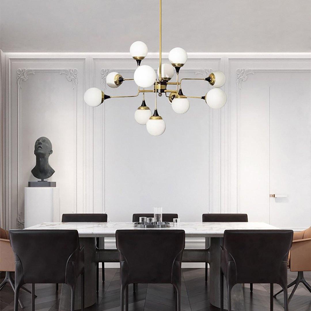 Lustra Kronleuchter Stilnovo Messing Schwarz Glas-Letslighting