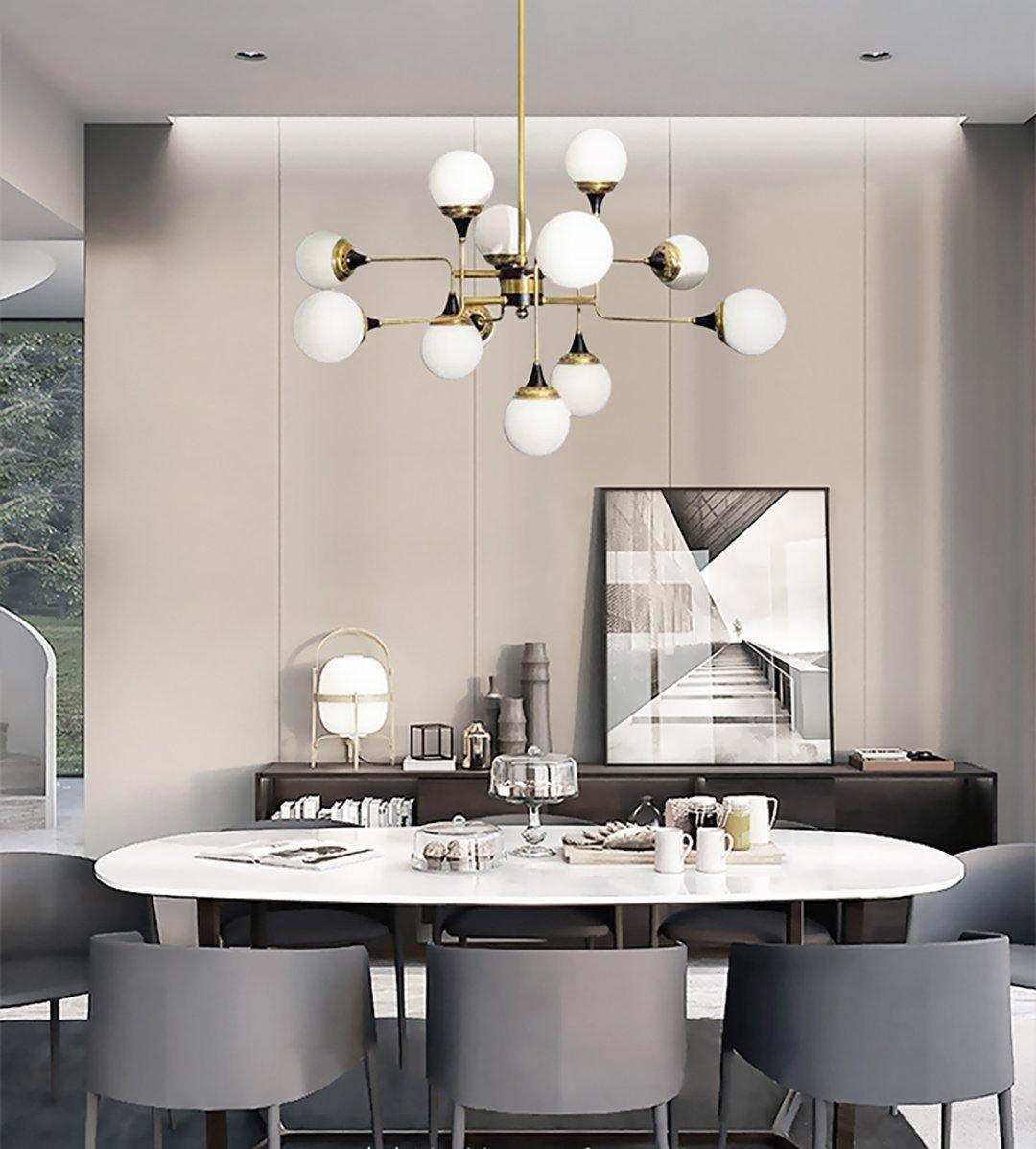 Lustra Kronleuchter Stilnovo Messing Schwarz Glas-Letslighting