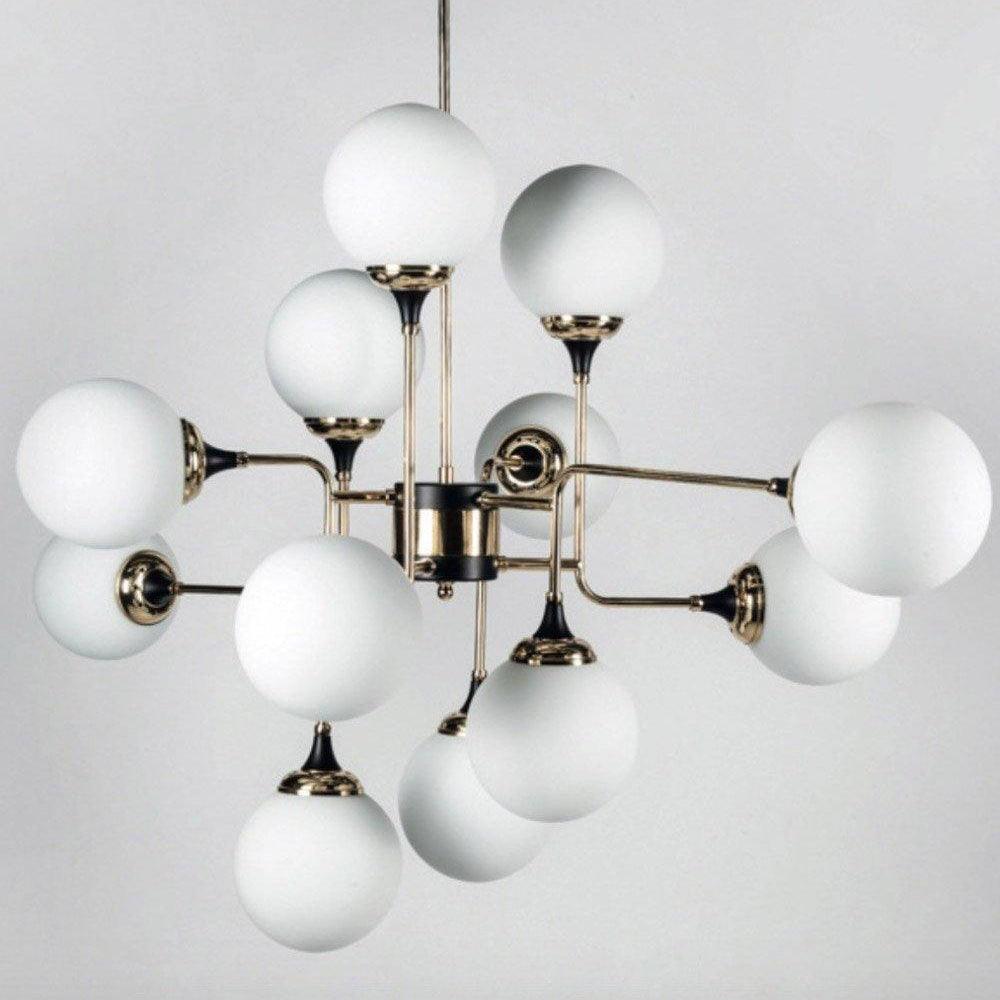 Lustra Kronleuchter Stilnovo Messing Schwarz Glas-Letslighting