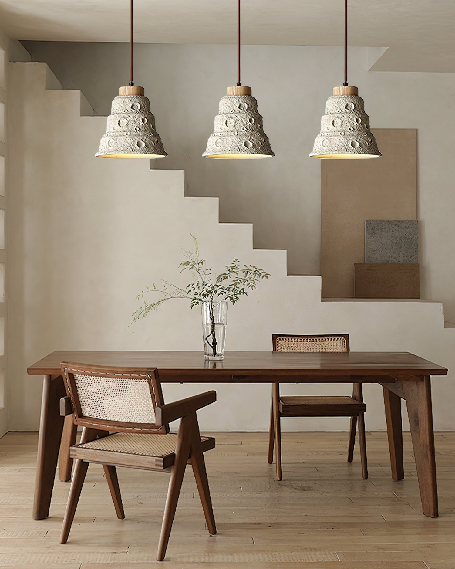 Ilphaeth Nordic Art Bell Stone Wood Pendelleuchte-Letslighting