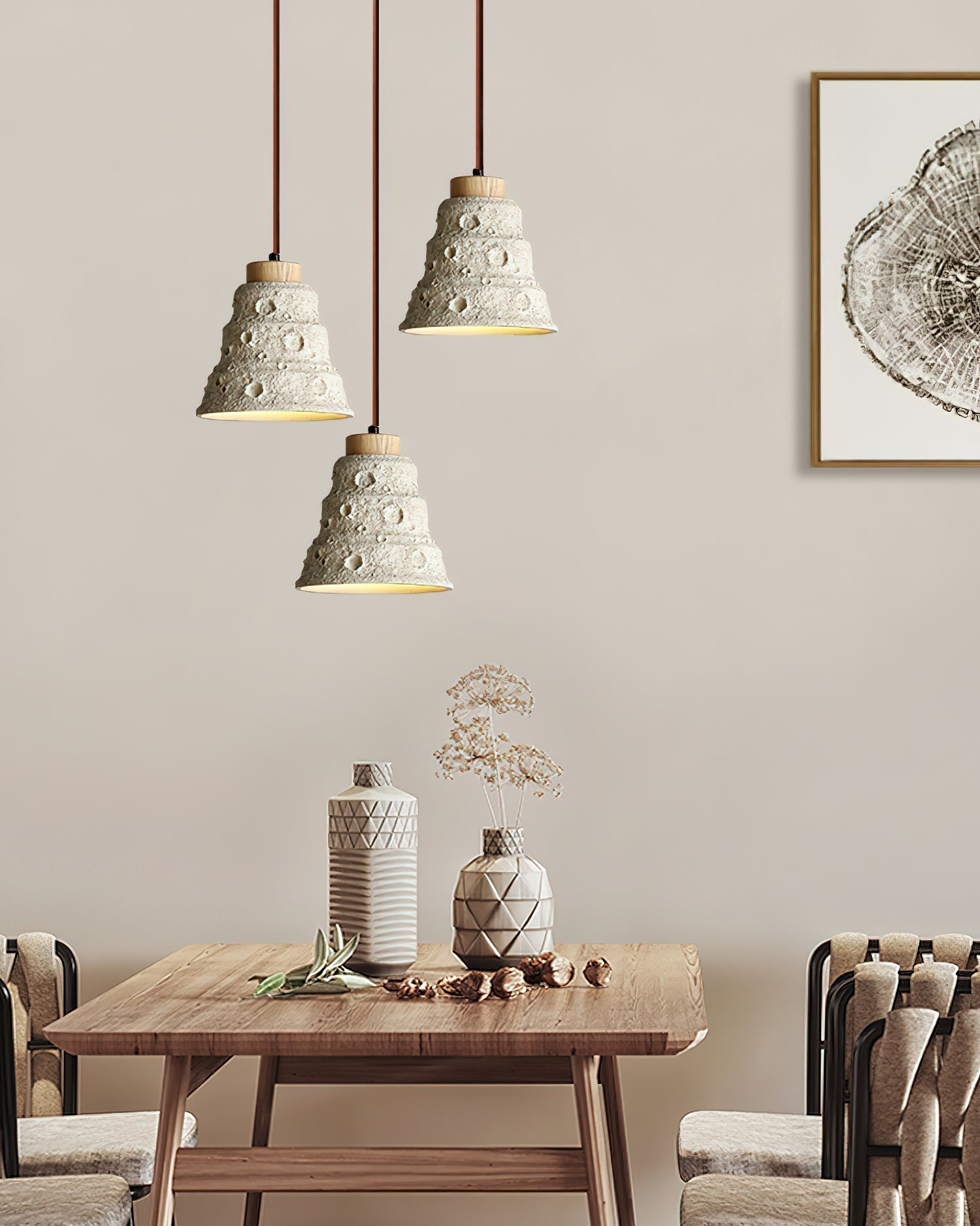 Ilphaeth Nordic Art Bell Stone Wood Pendelleuchte-Letslighting