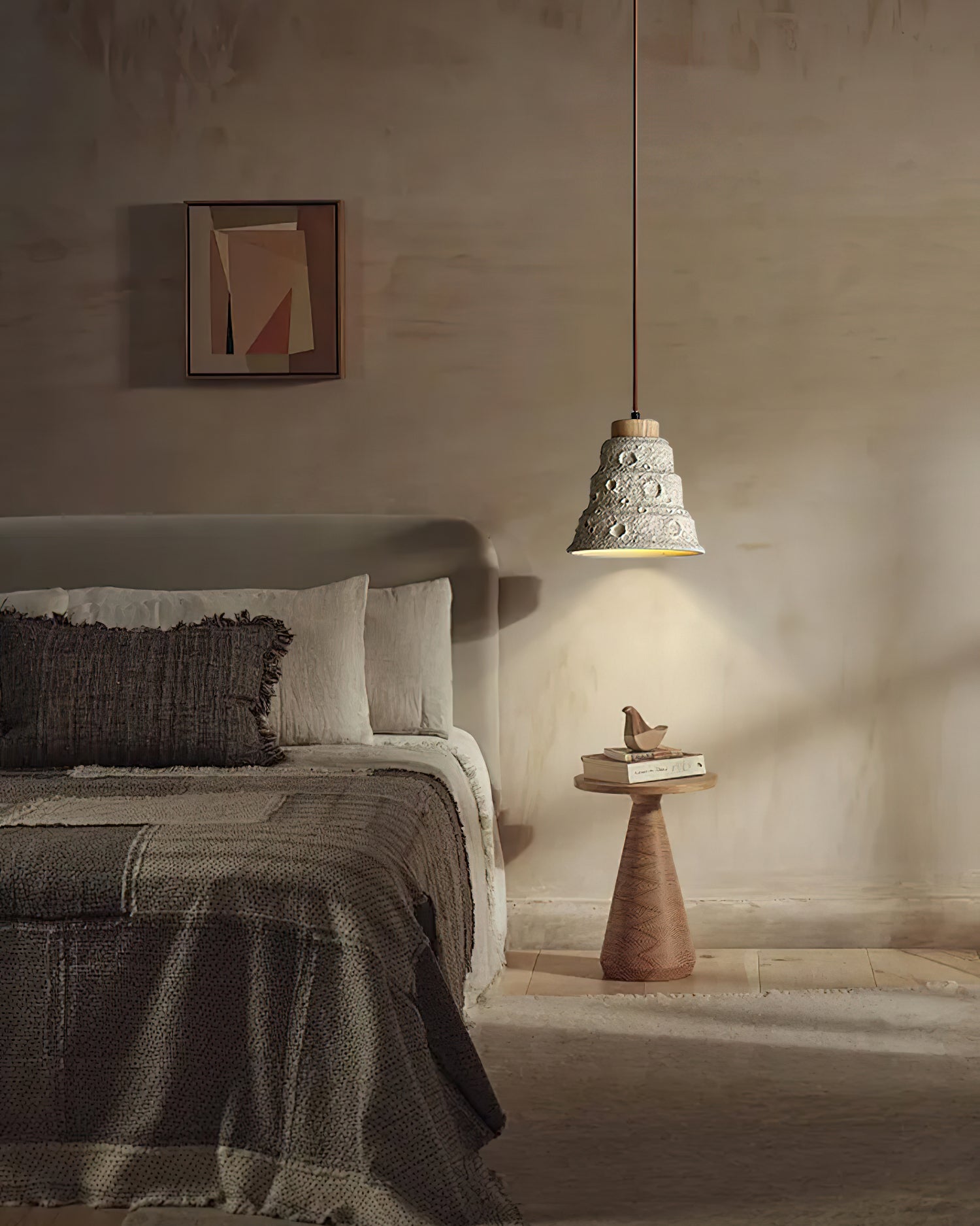 Ilphaeth Nordic Art Bell Stone Wood Pendelleuchte-Letslighting