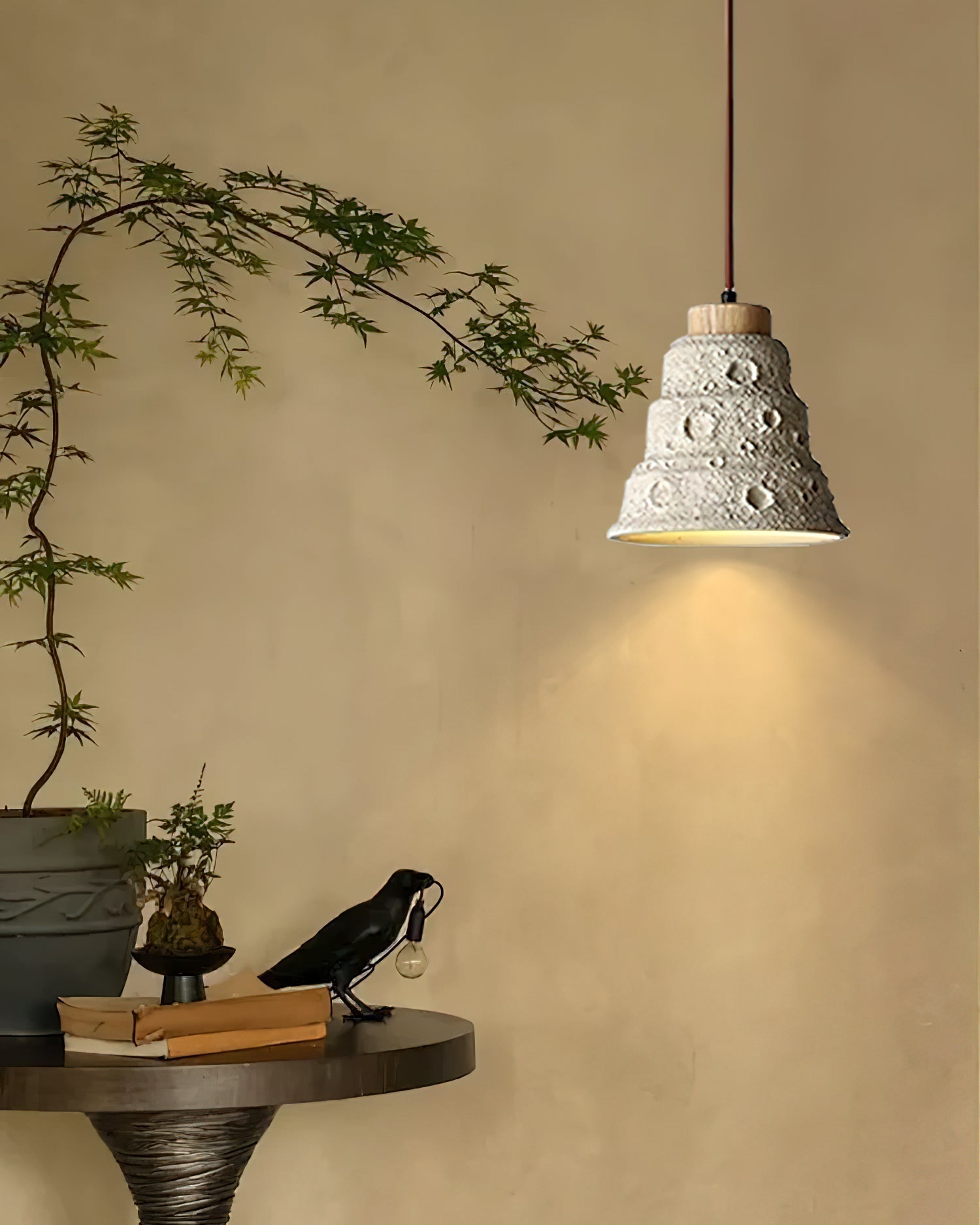 Ilphaeth Nordic Art Bell Stone Wood Pendelleuchte-Letslighting