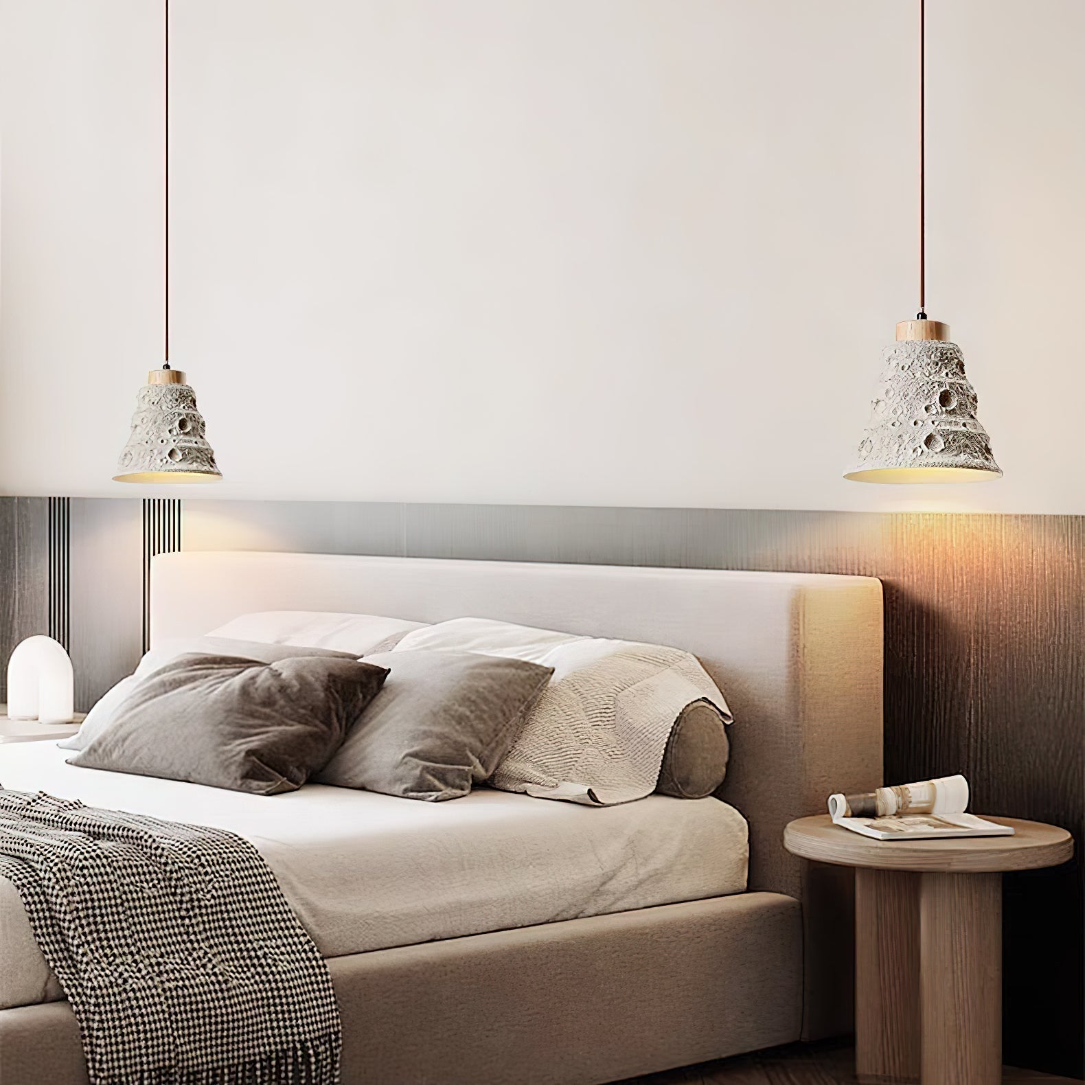 Ilphaeth Nordic Art Bell Stone Wood Pendelleuchte-Letslighting