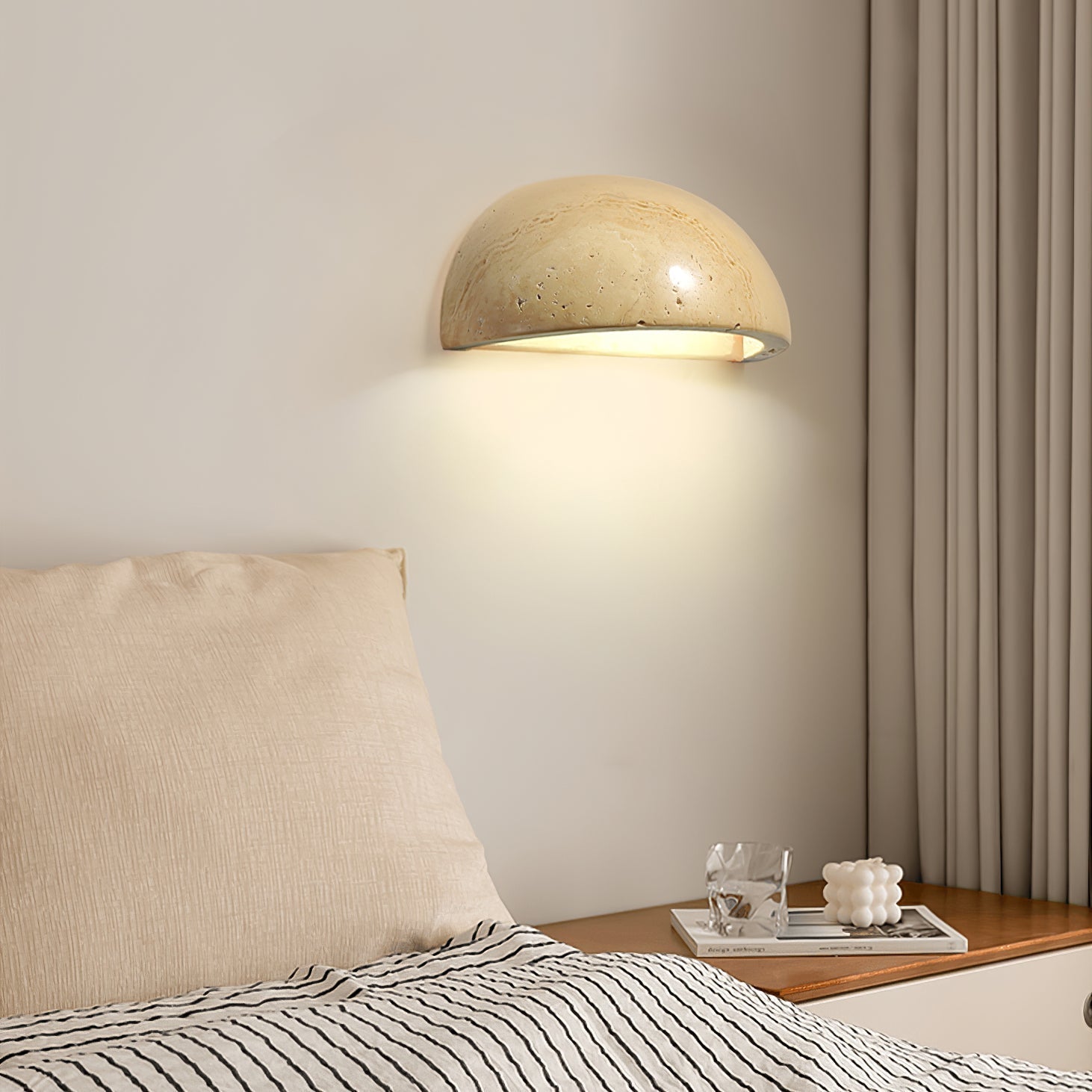 Vethayra Half-Dome Travertine Wall Light - Neutralighting